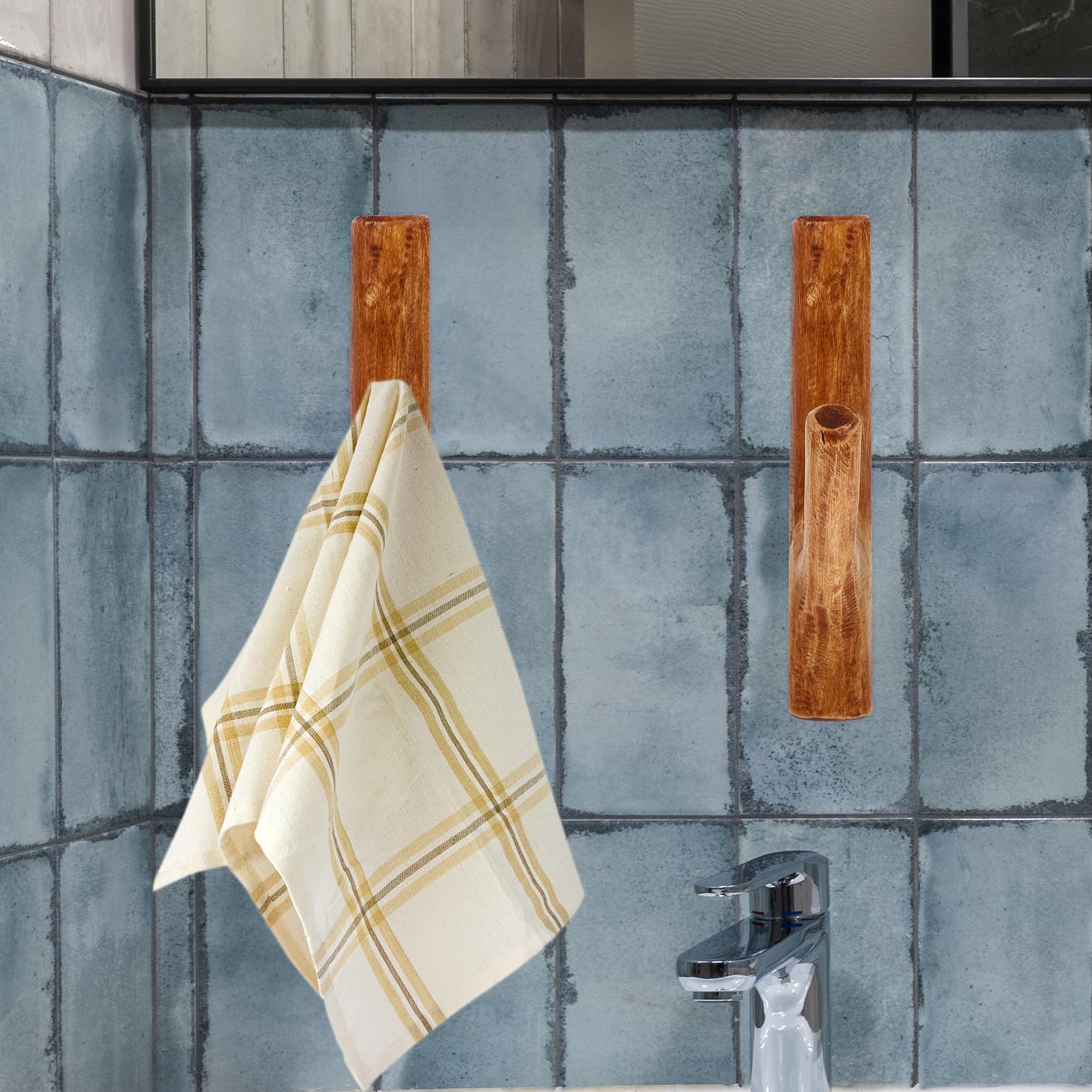 Didiseaon Gancho de Pared y Diseño Creativo de Madera Marrón Adhesivo Resistente Vintage para Colgar Abrigos y Llaves en Cocinas y Hoteles