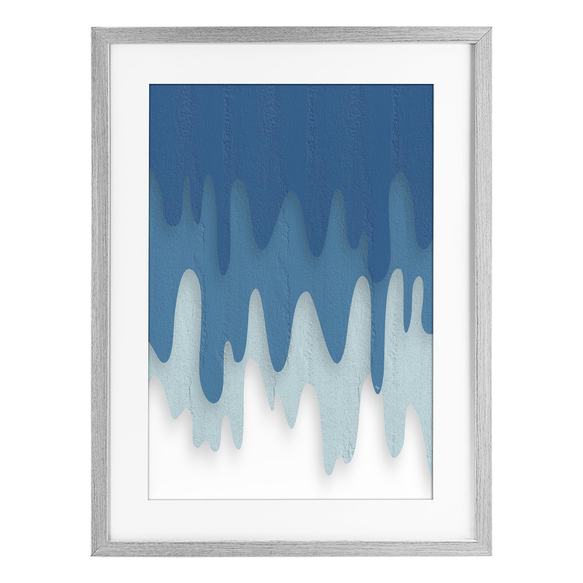Stupell Industries 'Water Wave Fluid Contour', Framed Print Under Glass, Gray, 17 x 23 Inches, Easy to Hang and Sturdy, Made in USA, by Martina Pavlova