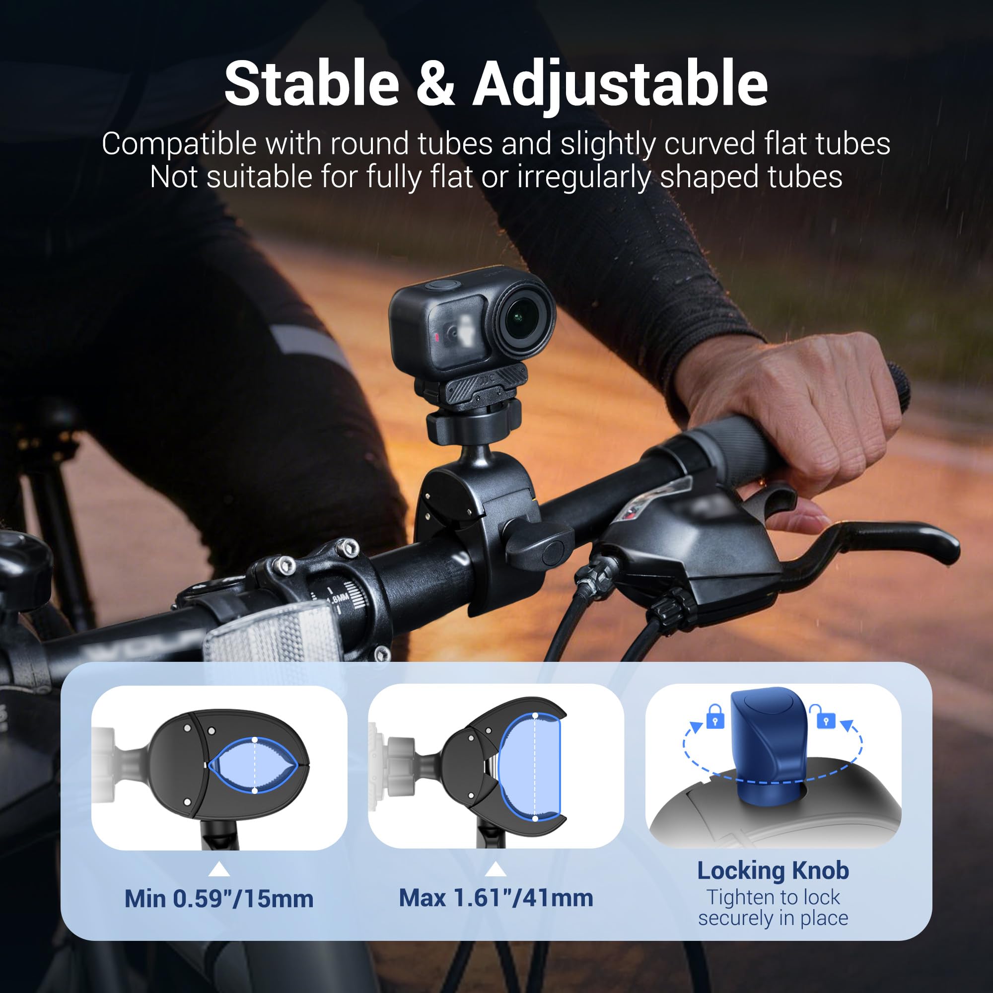 JJC Osmo Action 6 Nano Halterung Fahrrad Lenker,Magnetische Halterung Klemme Motorrad für DJI Osmo Nano & Action 6,Schnellverschluss Magnethalterung Kugelkopf Adapter Action6 Osmonano Halter Zubehör - 4