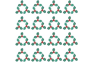 100pcs Christmas Berry Leaves Charm Mini Triple Leaf Holly Berries Embellishments Faux...