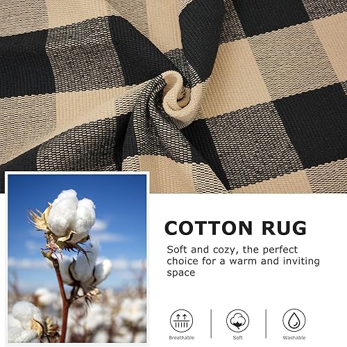 Miniatura 46 de IOHOUZE - Tapete a cuadros estilo búfalo de 5 x 8 pies para interiores y exteriores, lavable, para sala, tapete de bienvenida primavera-verano
