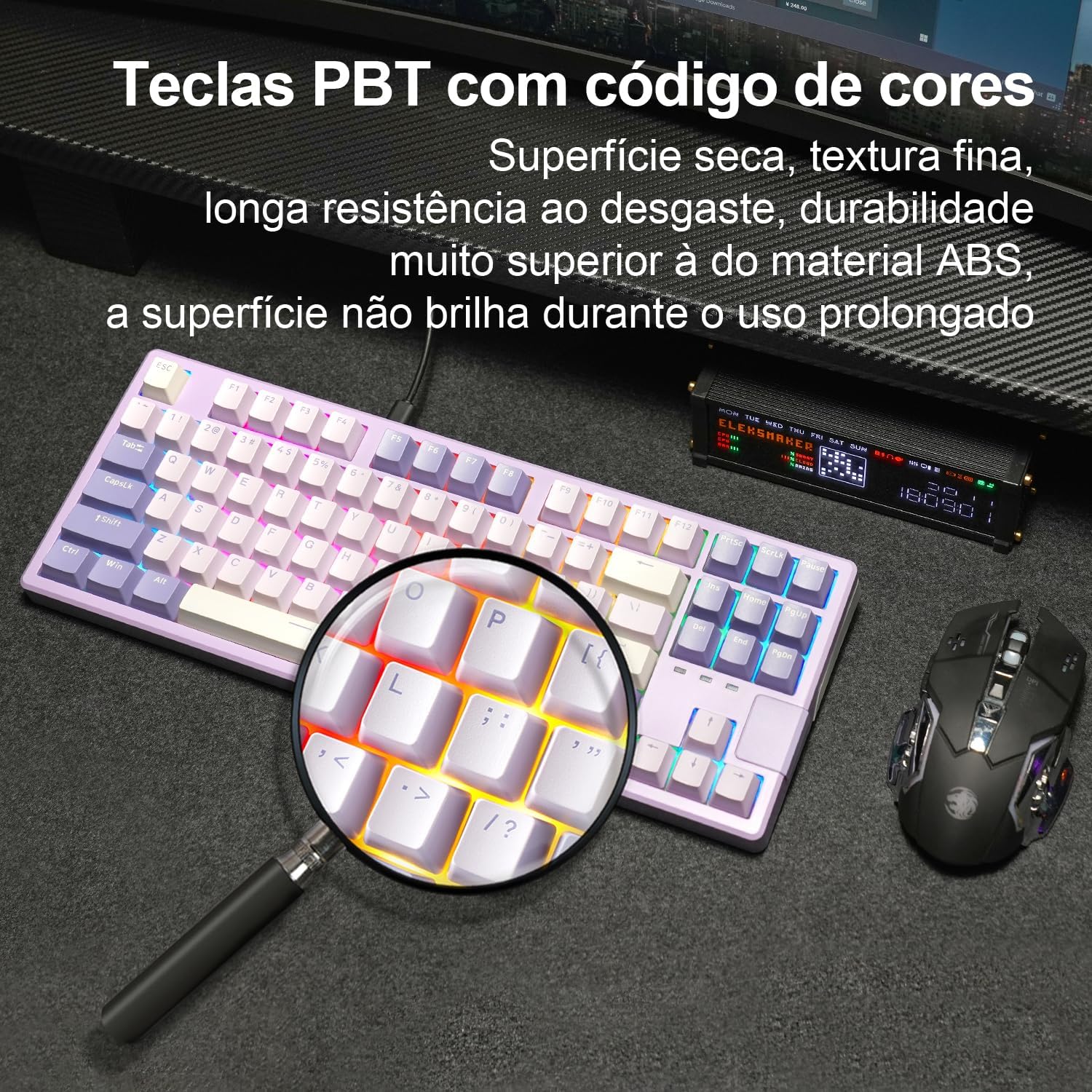 X87 Teclado Mecânico RGB Com Fio 87 Teclas De Jogo Hot-Swappable 11 Efeitos De Luz Teclados PBT Para PC Laptop,roxo X87 Teclado Mecânico RGB Com Fio 87 Teclas De Jogo Hot-Swappable 11 Efeitos De Luz Teclados PBT Para PC Laptop,roxo