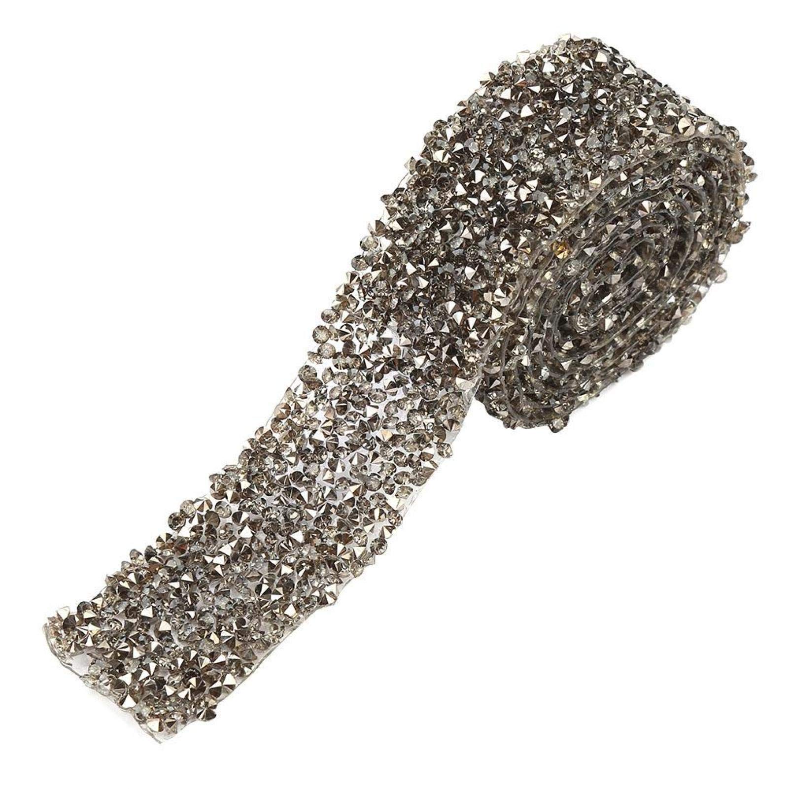 Diamond Mesh Wrap, 30mm Diamond Mesh Wrap Roll Sparkle Crystal Rhinestone Ribbon Decoration(Grey)