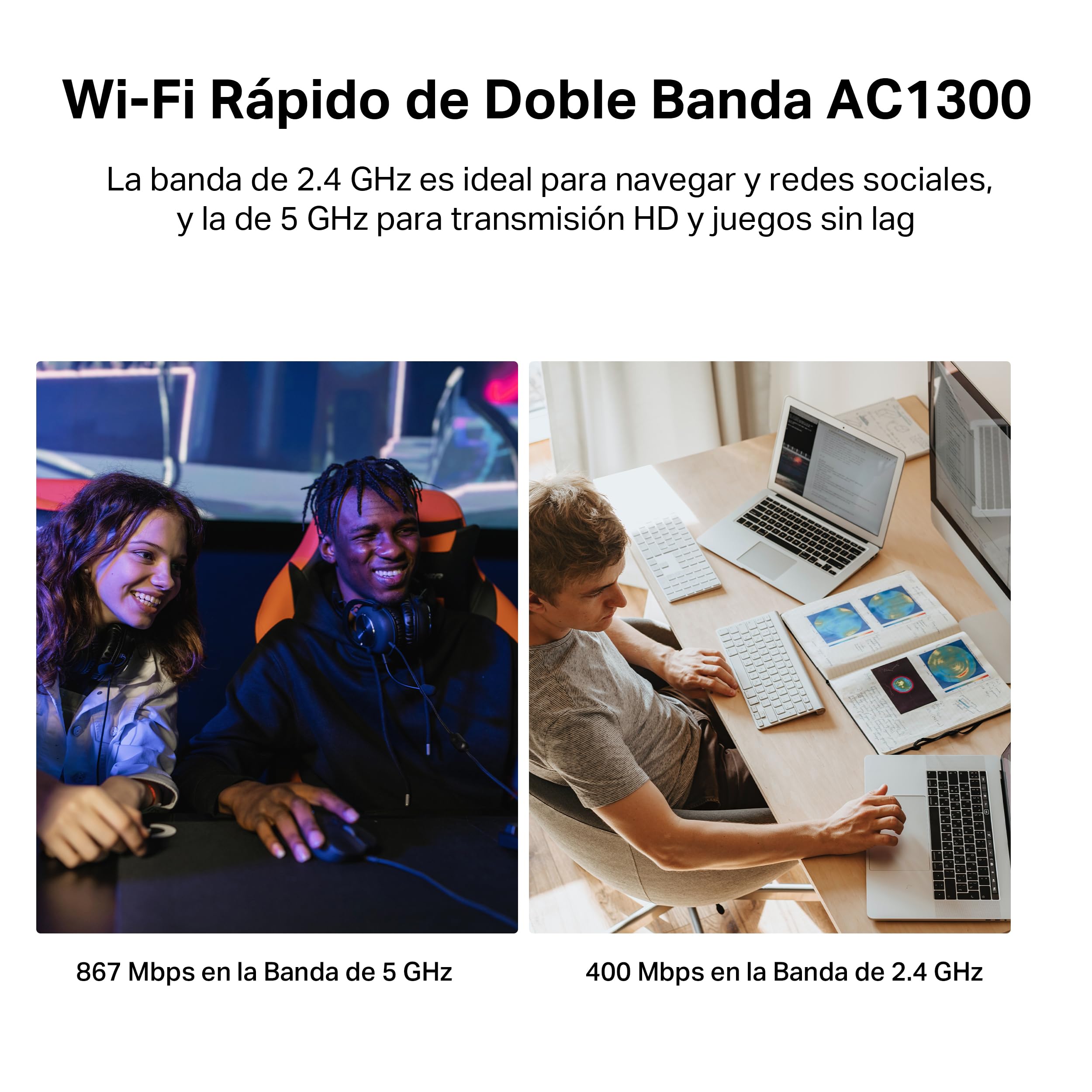 Mercusys TP-Link MA32H WiFi USB AC1300Mbps, stały klucz WiFi do komputera, 2 anteny o wysokim wzmocnieniu, dwuzakresowy 5 GHz/867 Mbps + 2,4 GHz/400 Mbps, USB 3.0, MU-MIMO, WPA3, obsługuje Windows 10