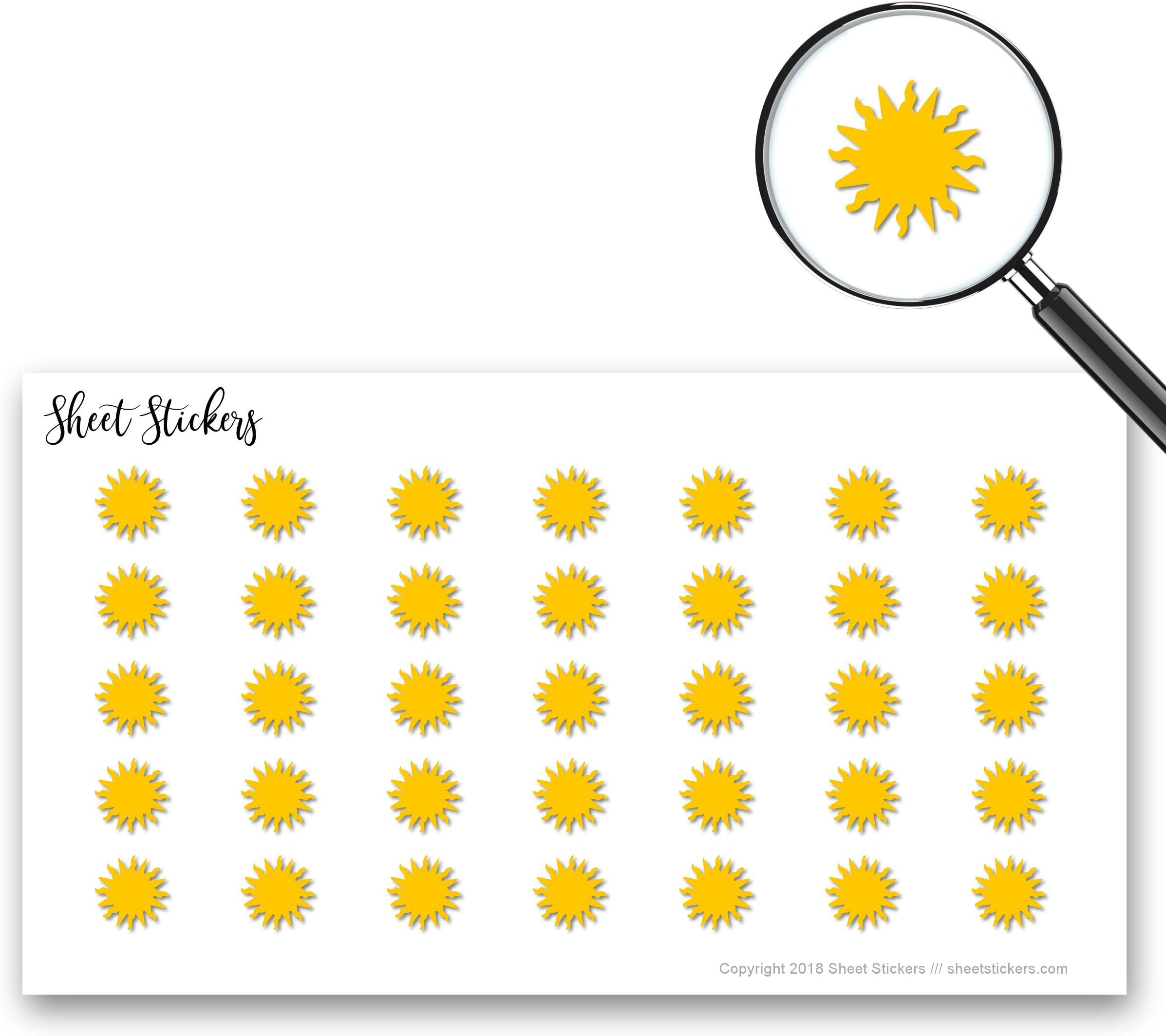 Sun, Sticker Sheet 77 Mini Stickers for Journal Planner Scrapbooks Bujo and Crafts, Item 1321026
