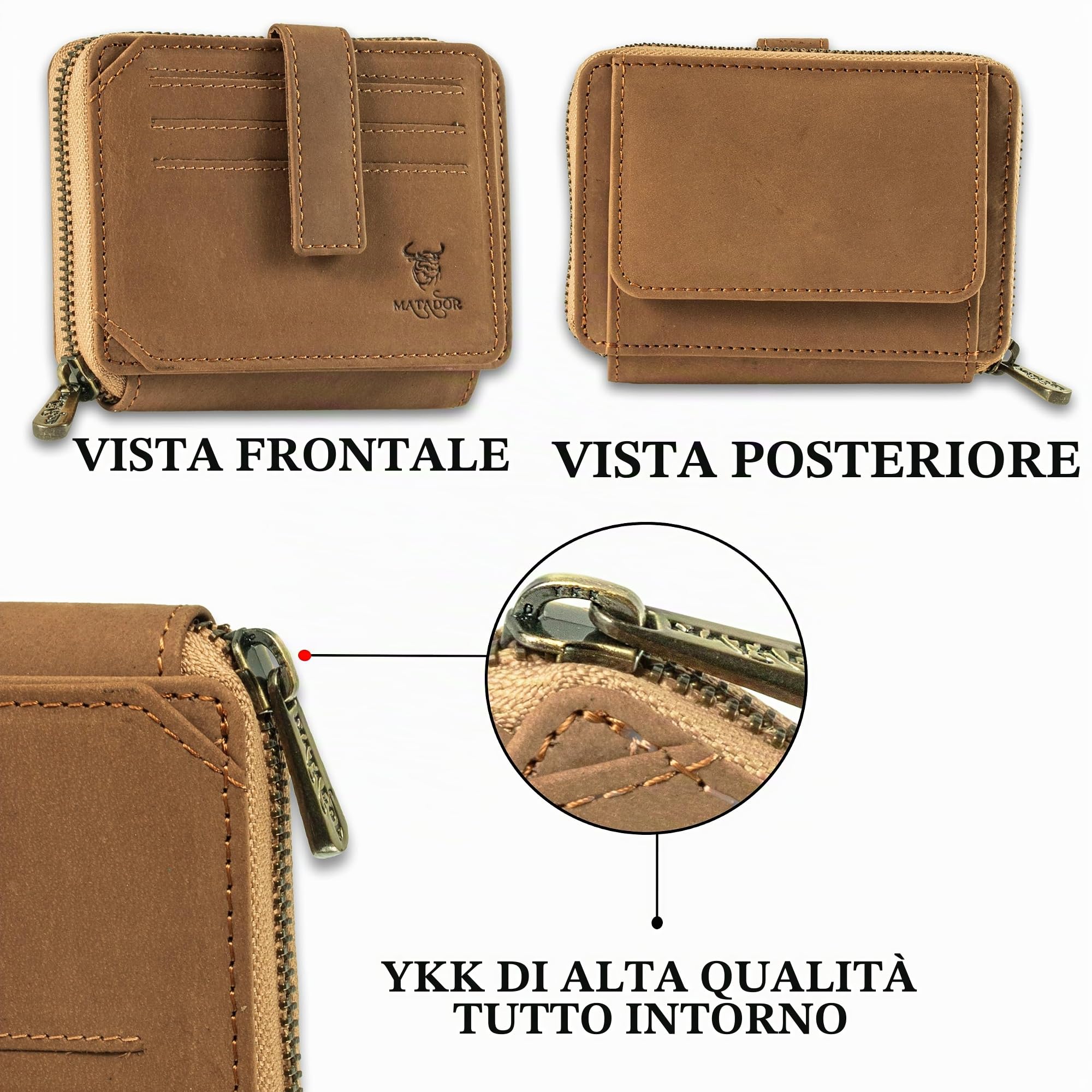 Matador Portafoglio Uomo Pelle #GRANADA NEXTGEN Marrone Chiaro | Marca, Nobile Scatola Regalo, di Lusso, Protezione RFID, Molti Scomparti per Carte