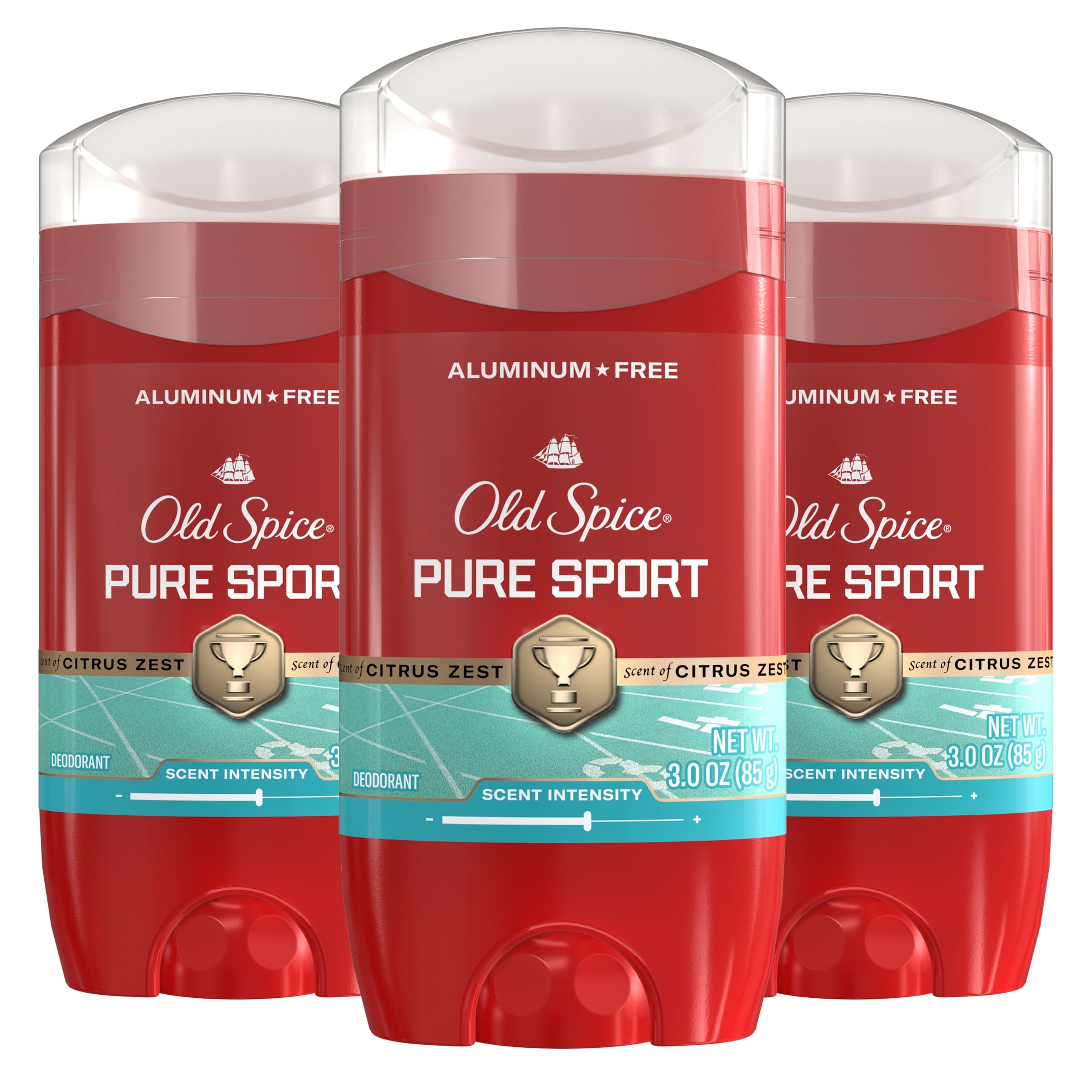 Aluminum Free Deodorant for Men, 24/7 Odor Protection, 24/7 Freshness & Lasting Scent, Pure Sport with Citrus Zest Scent, 3.0 oz (Pack of 3)