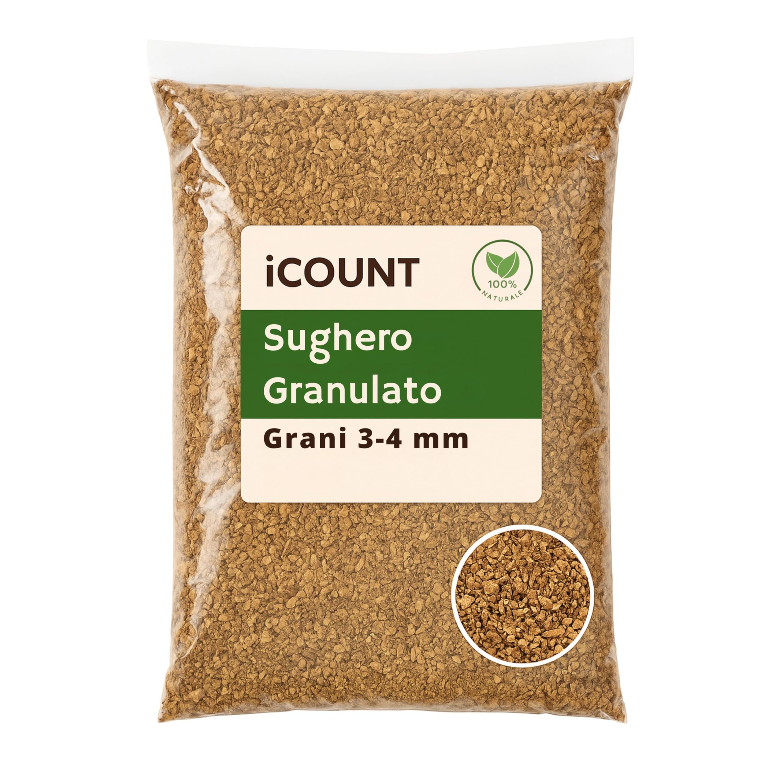 ICount Liège granuleux 2 l brut en grains 6 – 12 mm