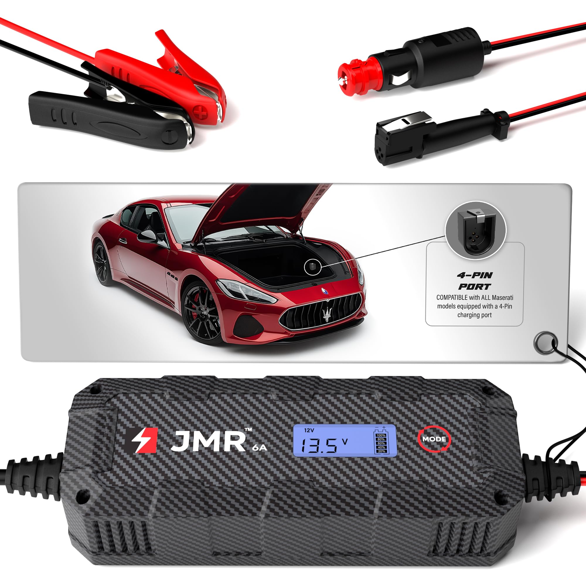 Amazon.com: JMR 12V Battery Charger for Maserati, 4-Pin Port, No