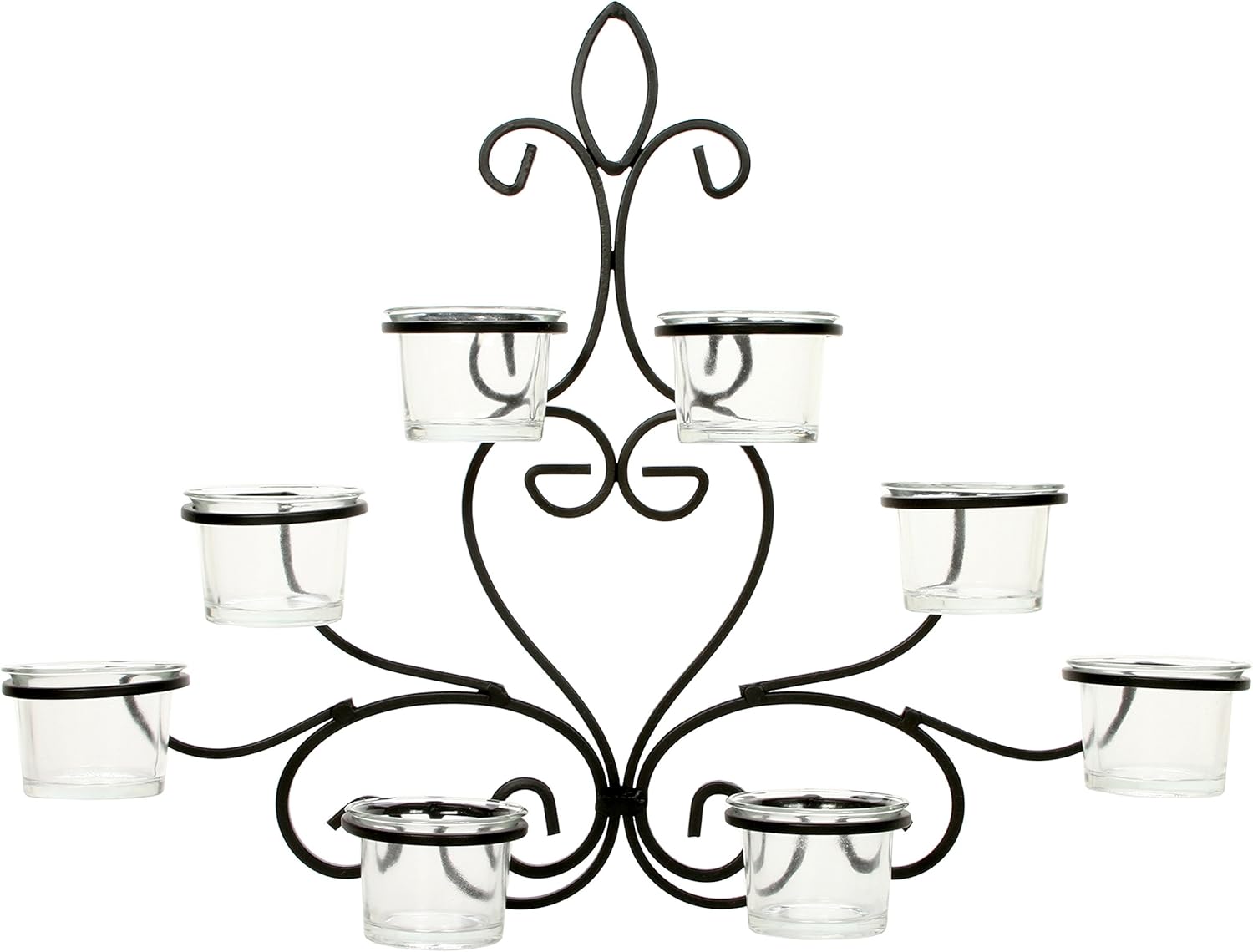 Hosley Scrolled Wall Angel Art Sconce 13.6 Inch Length 8 Votive Farmhouse LED Tealight Cup Holder Includes Glass Cups Mid Century Modern Wall Decor Ideal Gift for Weddings Party Spa Home O8
