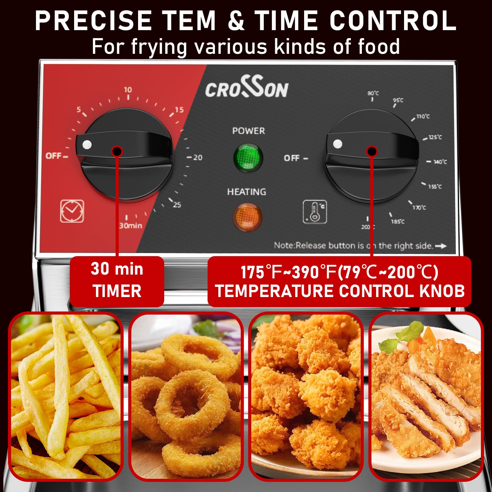CROSSON Podwójny zbiornik 20 lbs Electric Deep Fryer (4 l pojedynczy zbiornik)