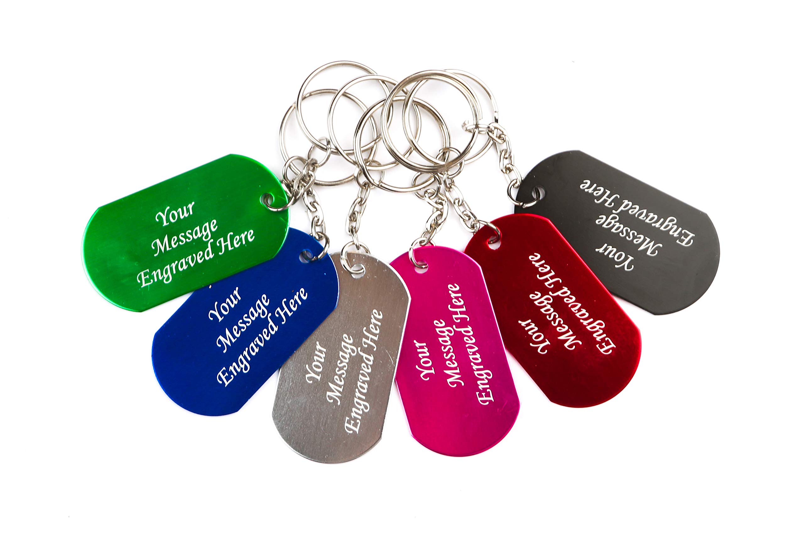 Paul CloverPersonalised Engraved Aluminium Dog Cat Pet Identity Tag Keyring/Keychain In Gift Box - Enter Your Custom Text (Blue)