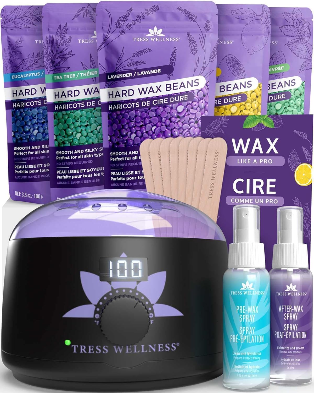 Tress Wellness Waxing Kit Easy to use Digital Display For Sensitive skin Amazon.ca