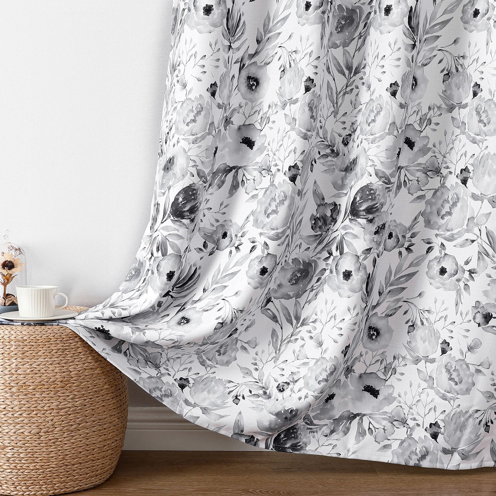 Rideaux occultants à motif floral en tissu lourd haut de gamme 243 cm