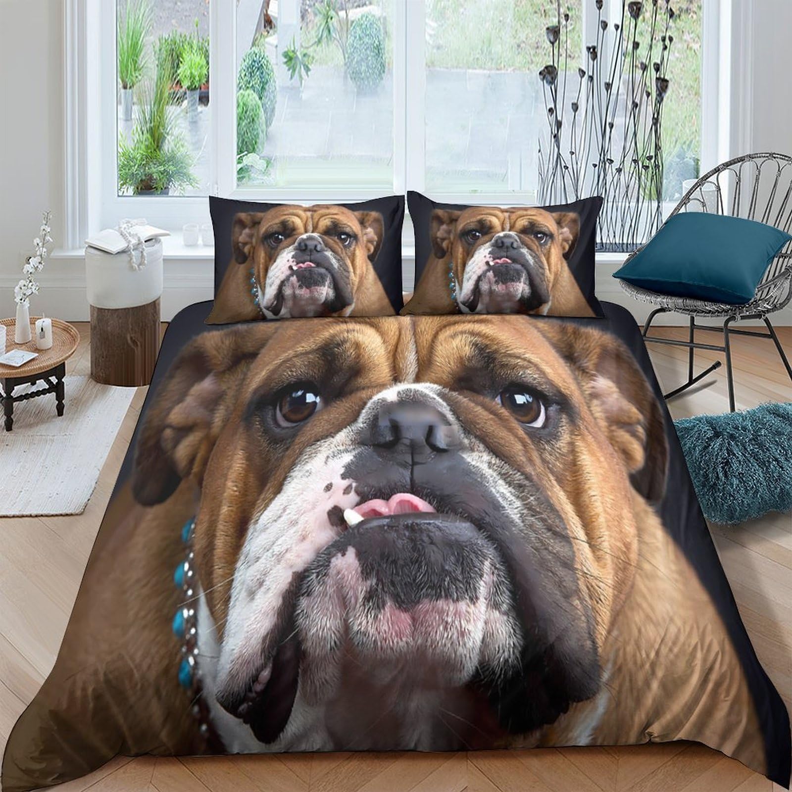 Ctjqhvkz Style-5 3D Printed Bulldog Fitted Sheet Microfiber Soft Brown Dog Bed Cover For Bedroom Dorm Mattress Decor Easy Care Single（135X200cm）