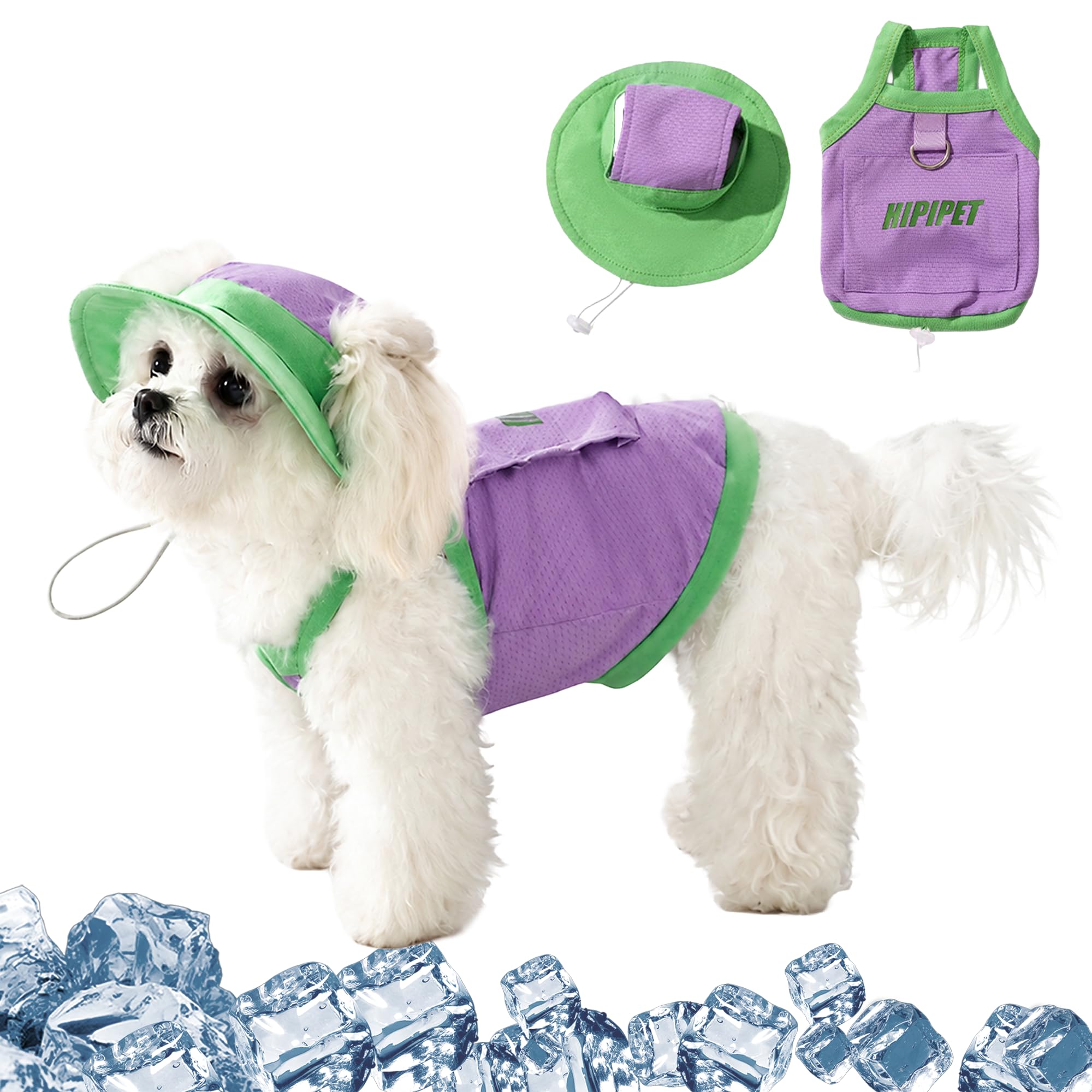 Kühlweste Hund – Sommer Kühljacke mit Ice Pack & Kapuze, Atmungsaktiv, UPF50+ Sonnenschutz, Sonnenschutz Hunde XS–XXL für kleine & mittelgroße Hunde