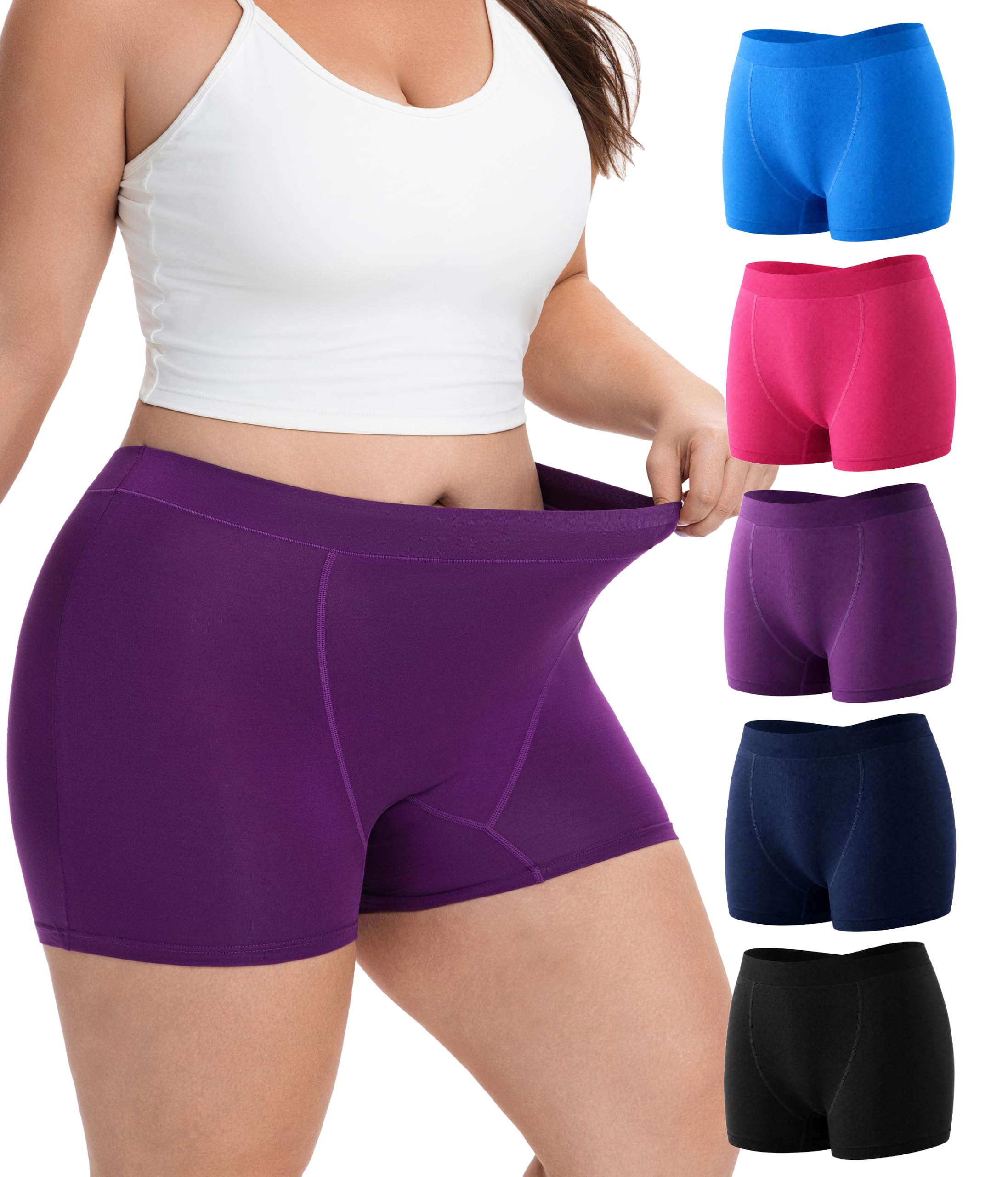 View 1 of **factory sealed** YESWEL Women's Incontinence Boyshort Underwear, 4 fl oz Multicolor 5 Pack (5, MulticolorA, Medium)