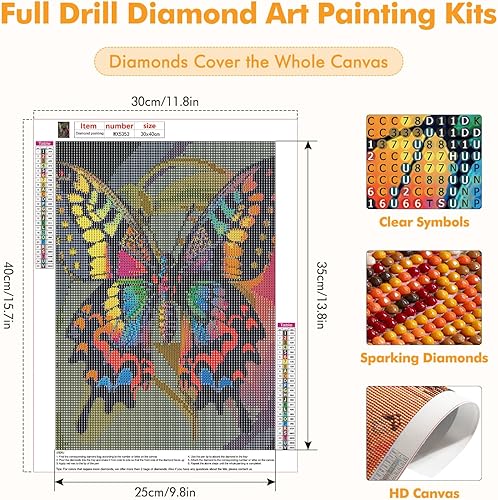 Miniatura 4 de MOGTAA Kits de pintura de diamantes 5D para adultos, kits de pintura de diamantes de mariposa colorida para principiantes, kits de puntos de