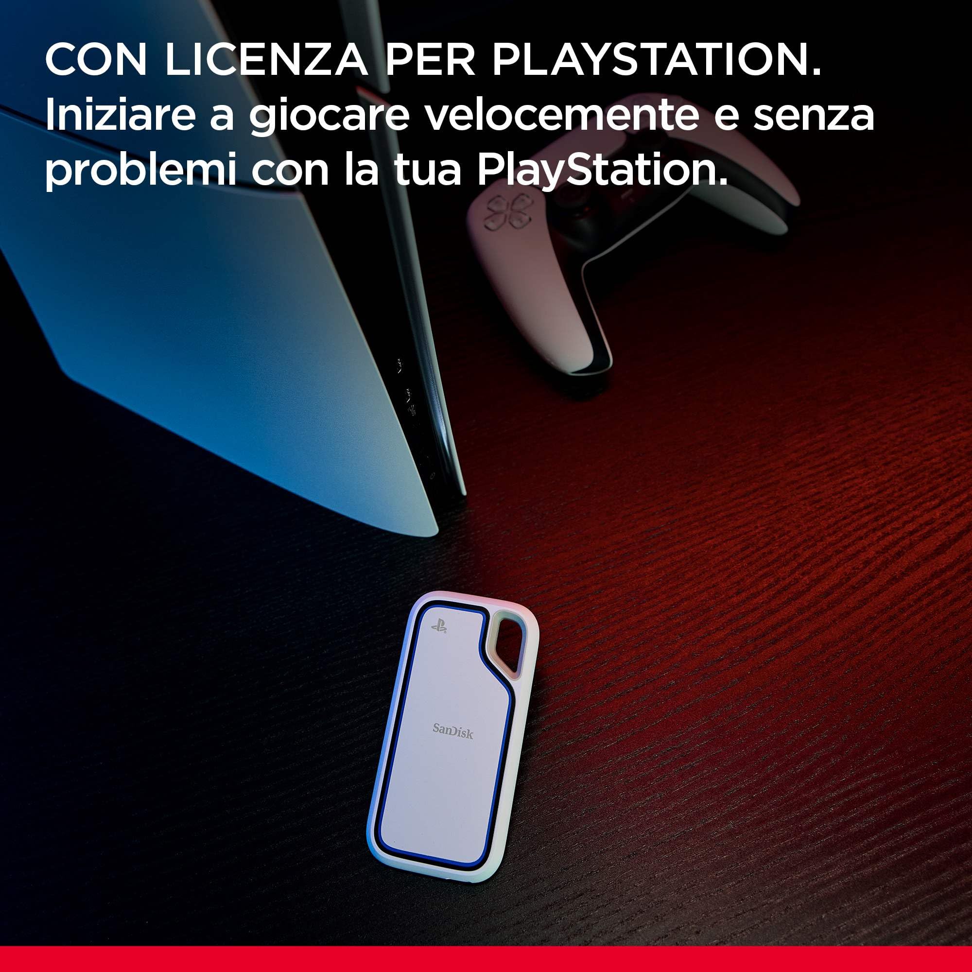 SanDisk Extreme Portable SSD per console Playstation 5 e PC's 1TB, velocità di lettura fino a 1000MB/s, Resistente all'acqua e alla polvere, e alle cadute da 3 metri, Un mese di prova di Nitro Discord