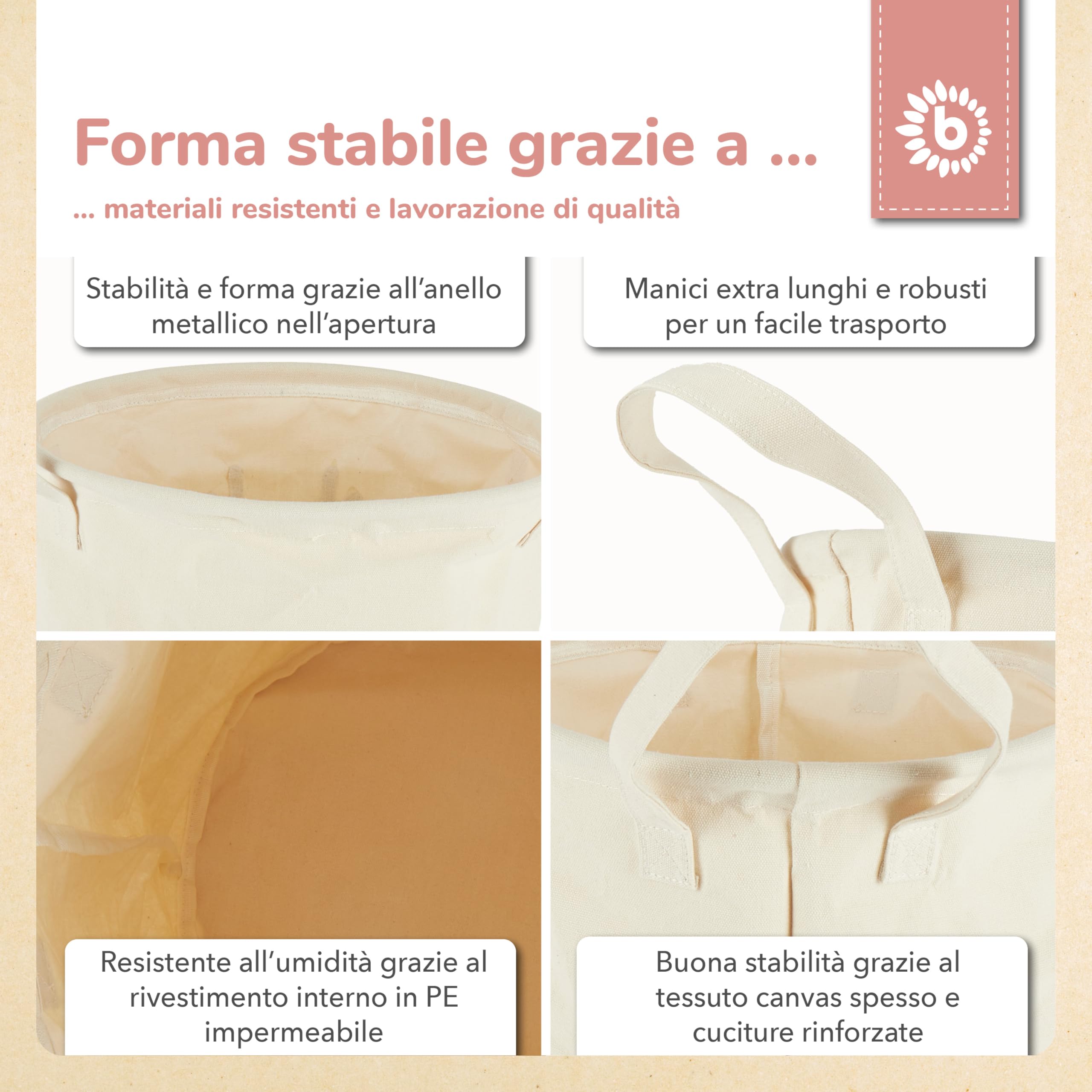 Bieco Cesto Grande in Cotone e Idrorepellente per Bambino Portabiancheria e Giochi