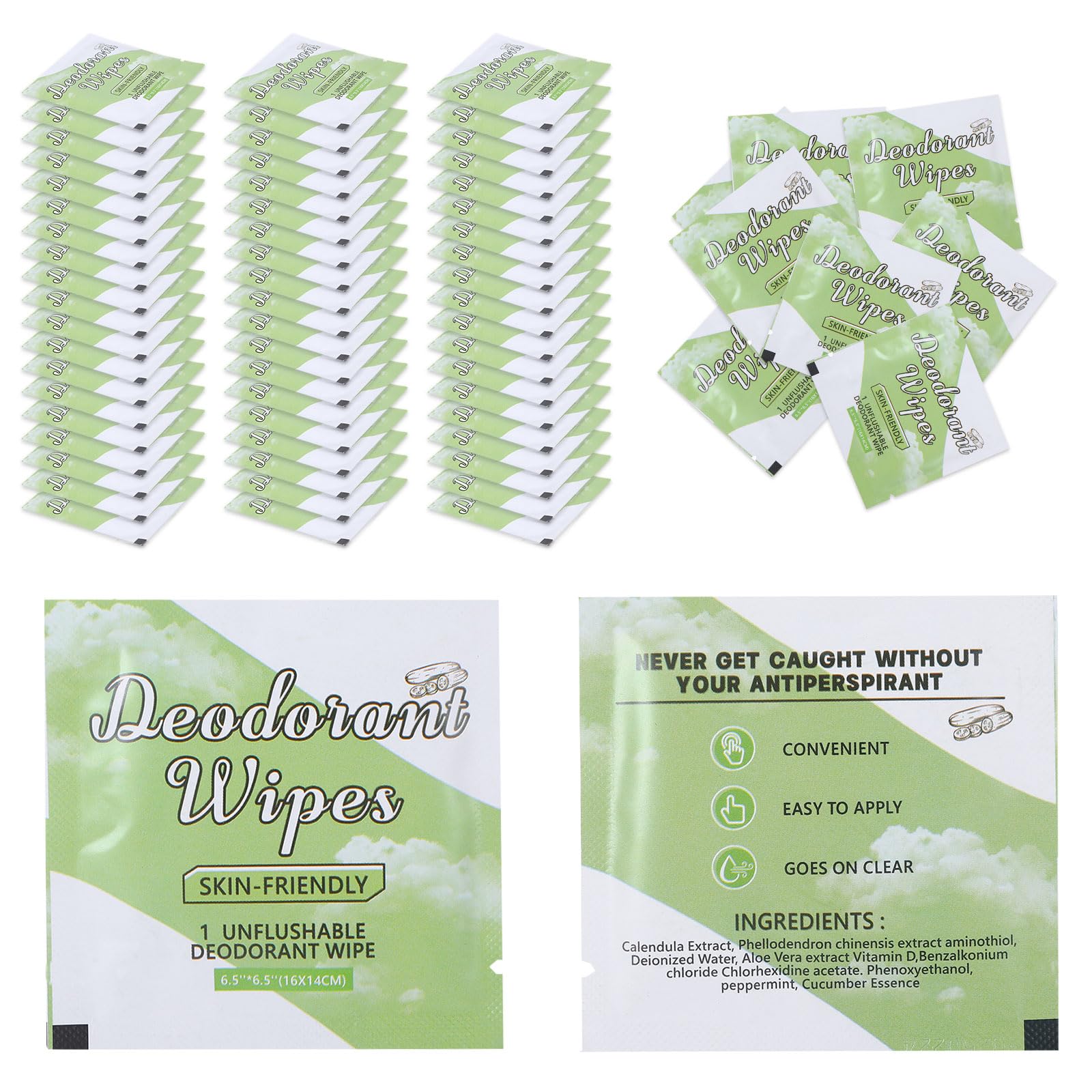 100Pcs Travel Deodorant Wipes, Travel Size Mini Deodorant Wipes Bulk for Homeless, Individually Wrapped Body Cleaning Supplies for Women Wet Armpit