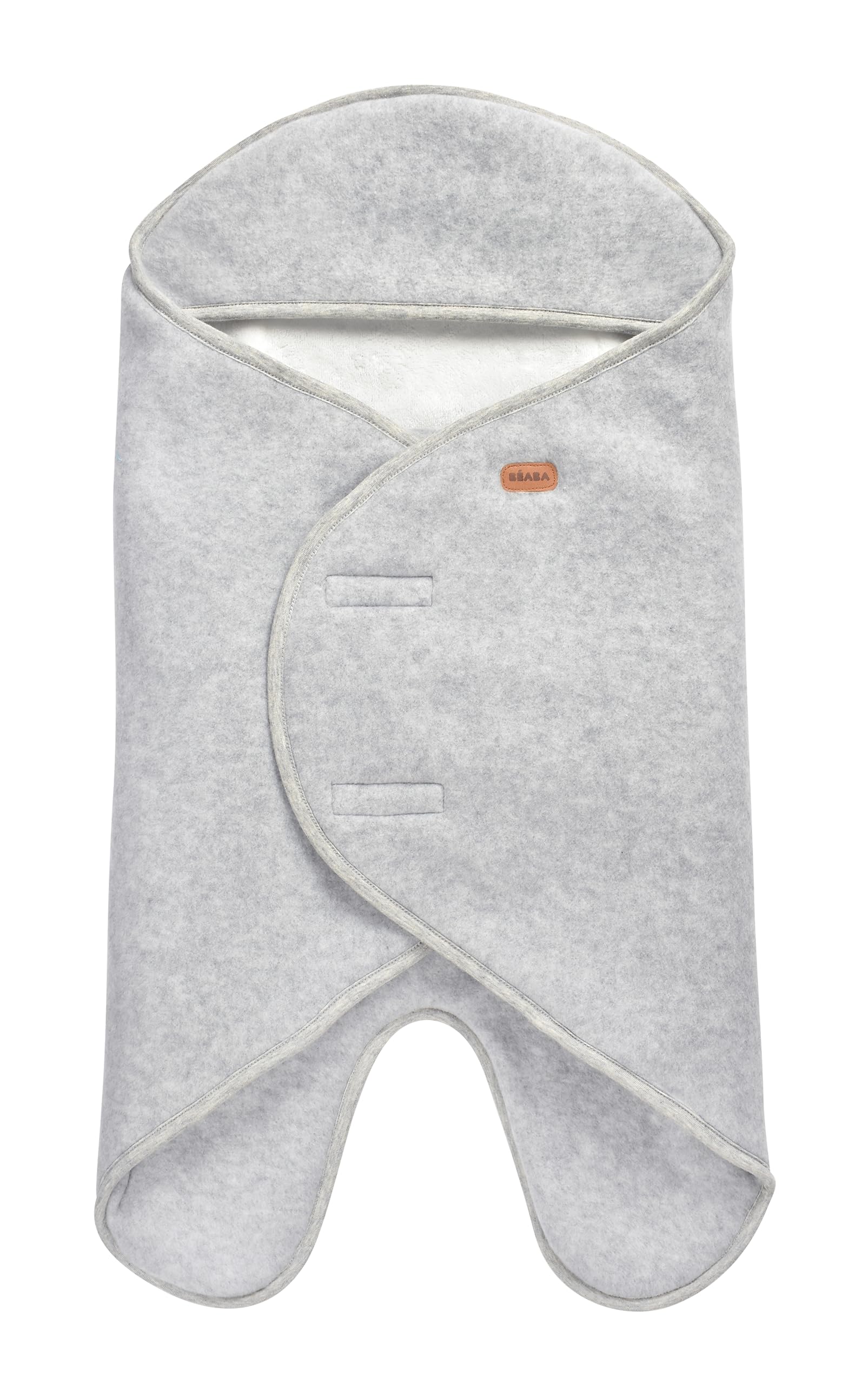BÉABA, Babynomade Doppio Pile Polare, Coperta Invernale per Neonati, Compatibile con Seggiolino Auto/Pram/Sat, Morbida, Calda, Idrorepellente, Traspirante, Passaggio Imbracatura,Grigio/Bianco,0-6 Mesi