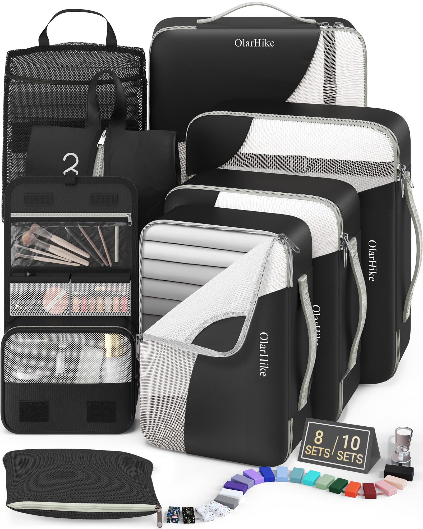 OlarHike 8 Set Packing Cubes for Travel,Gifts for Women Mom,Anti-Tearing Suitcase Organizer,with Over 1000 pcs Mesh Holes,Vacation Essentials &amp; Accessories for Cruise Ship