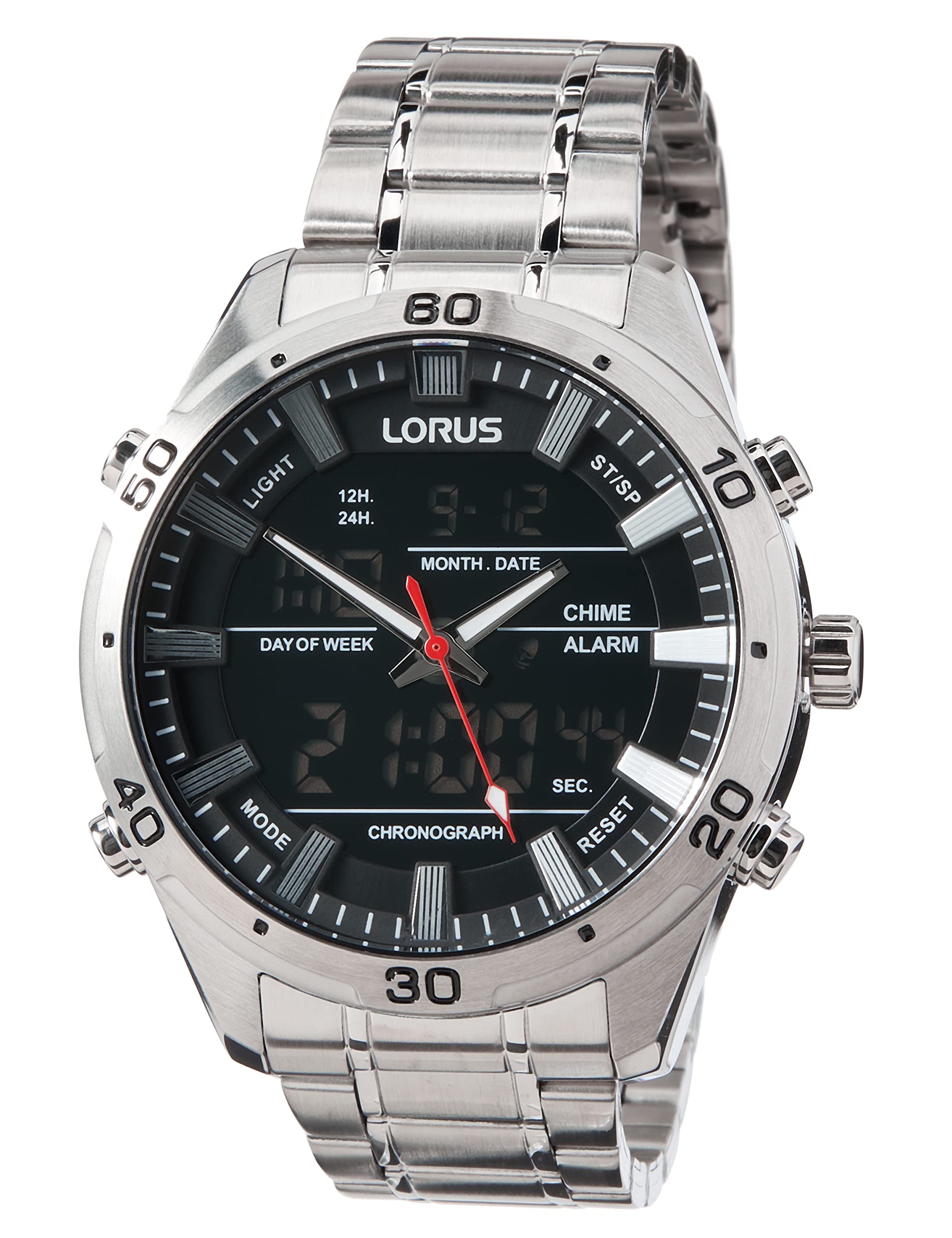 Lorus Herren-Uhr Chronograph aus Edelstahl mit Metallband RW651AX9
