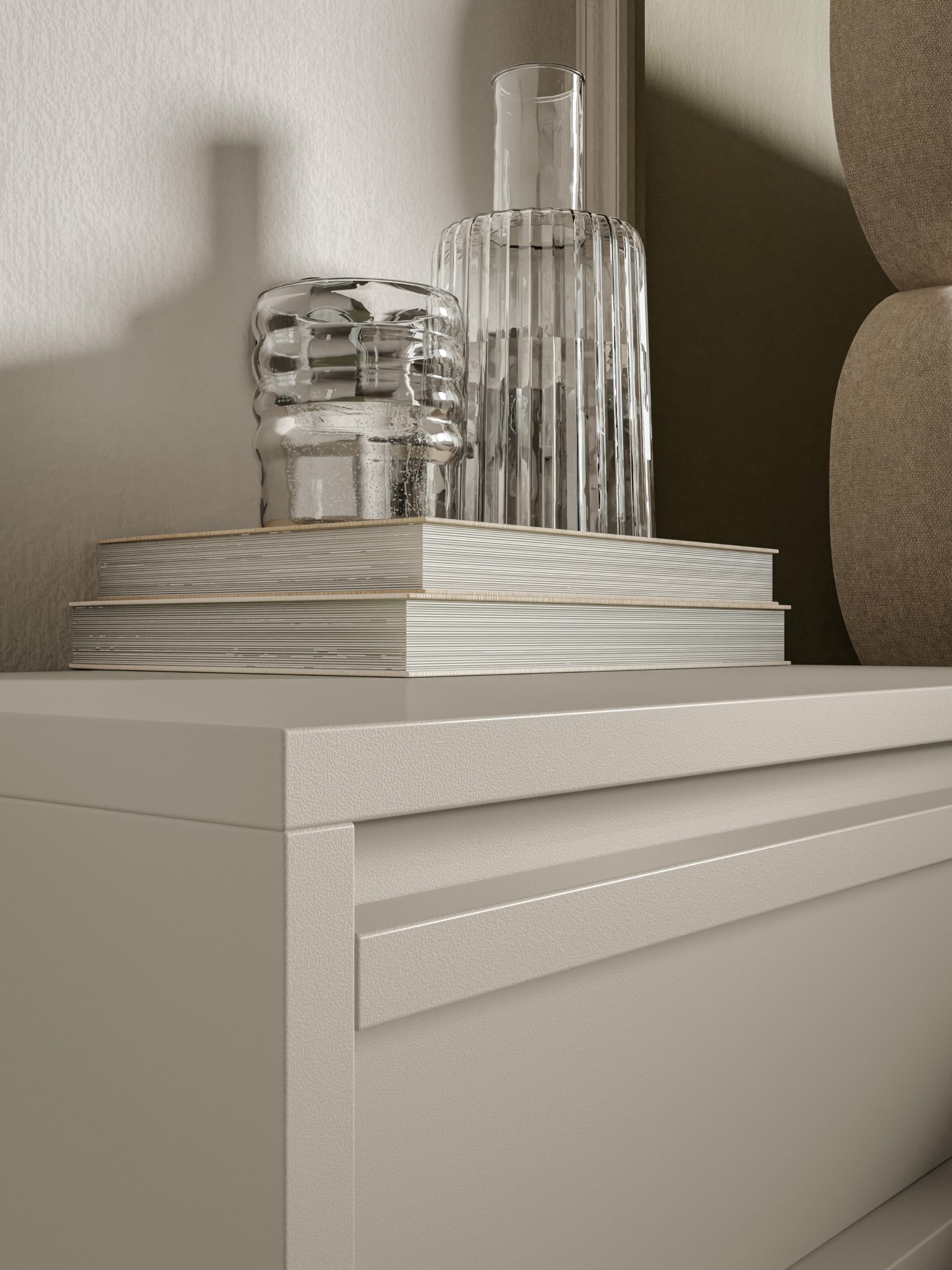Selsey Comodino Per Camera Da Letto Con Cassetto Comodino Da Notte Sospeso Stile Moderno 50 cm Beige Grigio Evo
