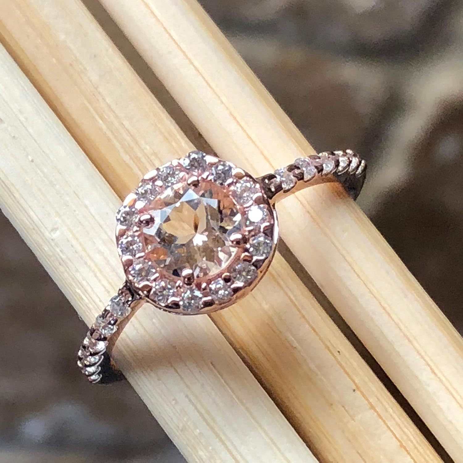 Natural Peach Morganite 14k Rose Gold Over Sterling Silver Engagement Ring Size 5, 6, 7, 8, 9 - Image 6