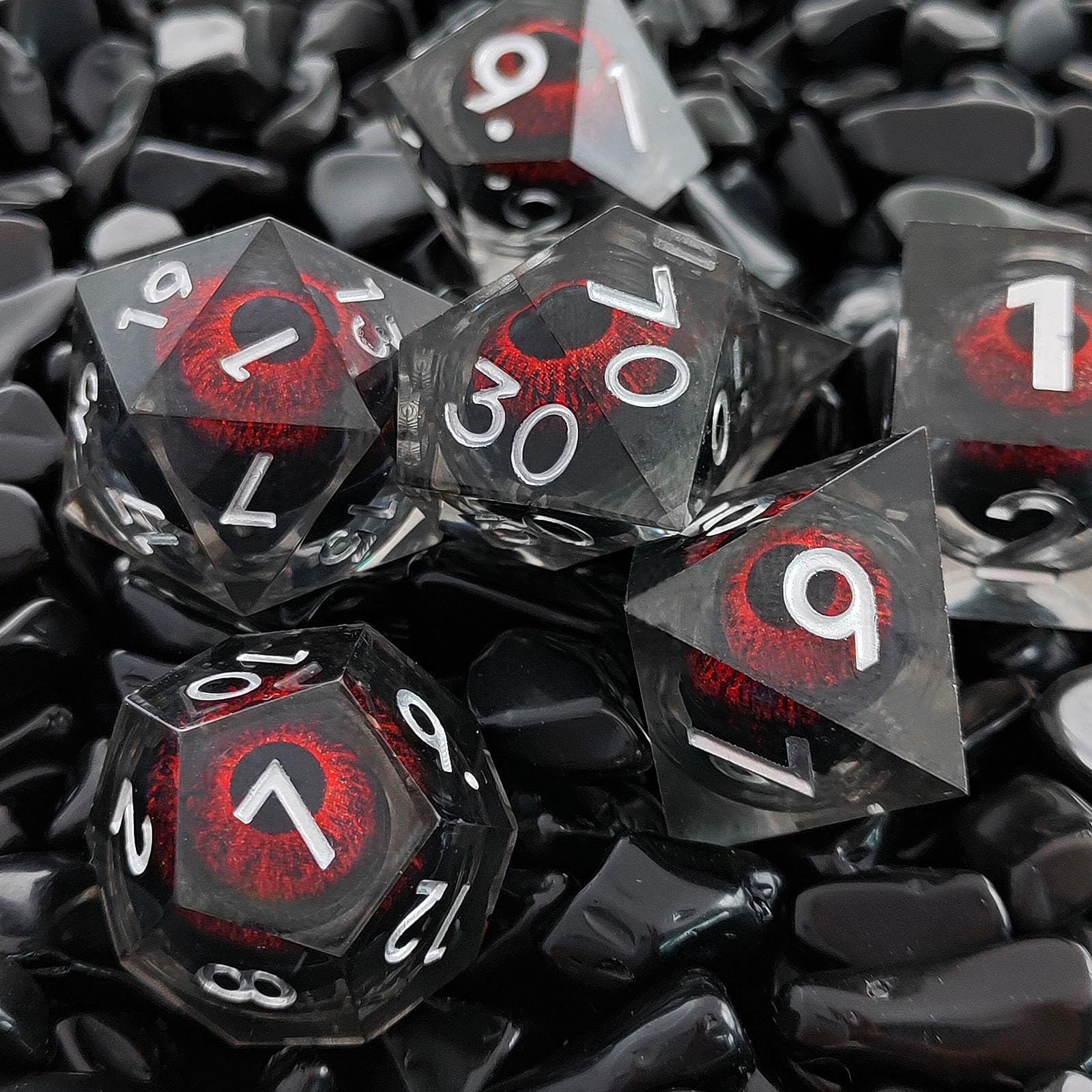 ORUZA 7 PCS Dragon Eye DND Dice Liquid Core D&D Dice Resin Sharp Edge Polyhedral D&D Dice Set for Dungeons and Dragons Role Playing Die D20 D12 D10 D8 D6 D4 D% - Image 3
