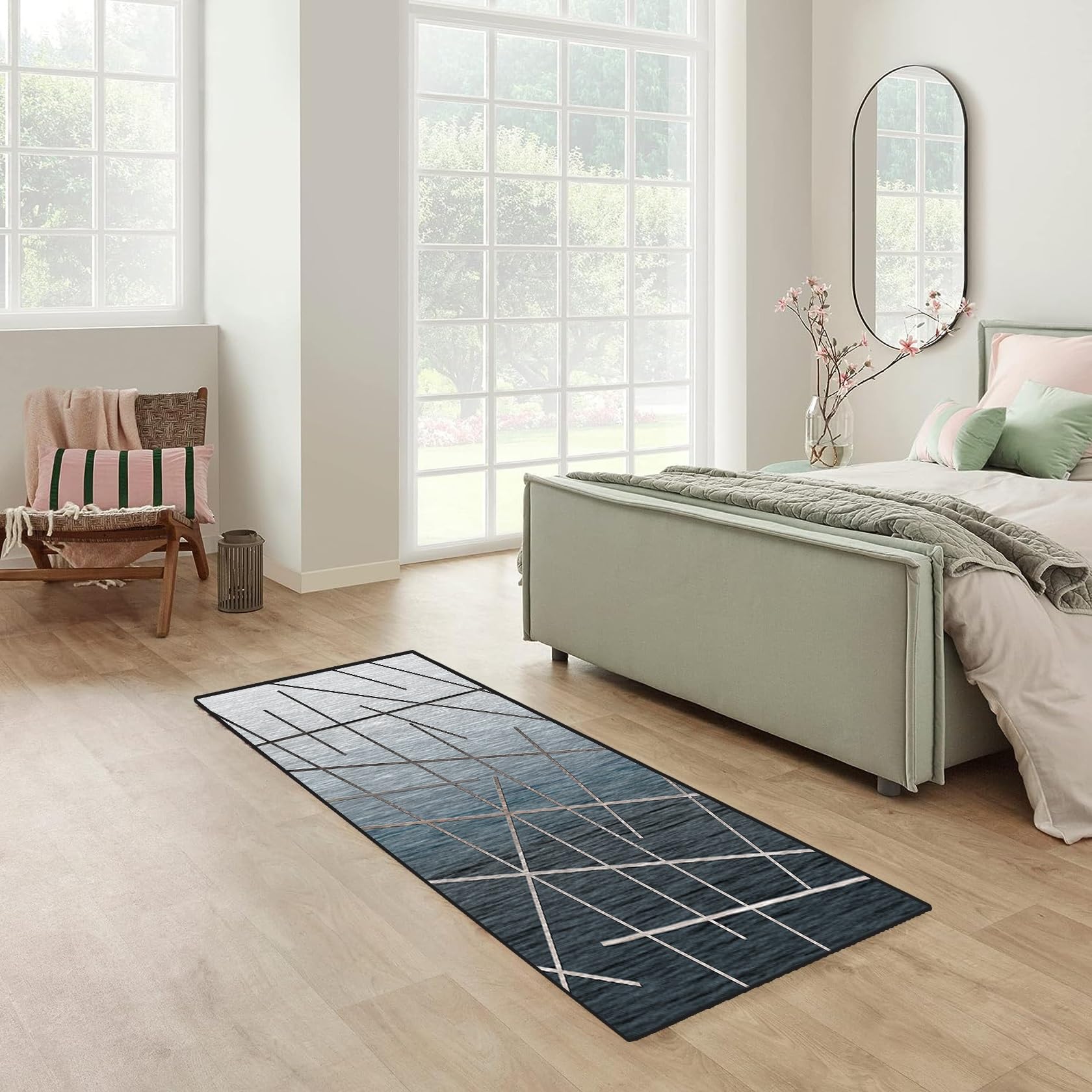 Felpudo Grande 70 x 290 cm Lavable, Resistente a La Suciedad Alfombra Antideslizante Alargada con Base de Goma Antideslizante para Sala de Estar Dormitorio, G