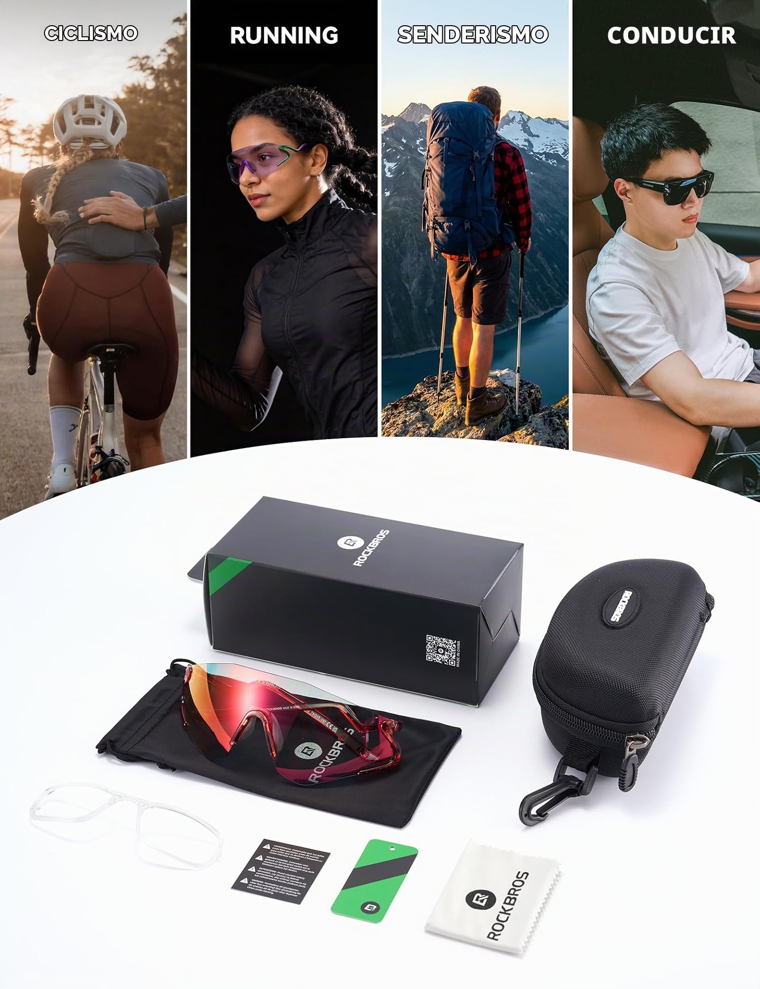 ROCKBROS Gafas de Ciclismo Fotocromáticas Ultraligeras de 24 g para Hombre Mujer, Gafas Deportivas TR90 con Protección UV400 para Correr Pesca