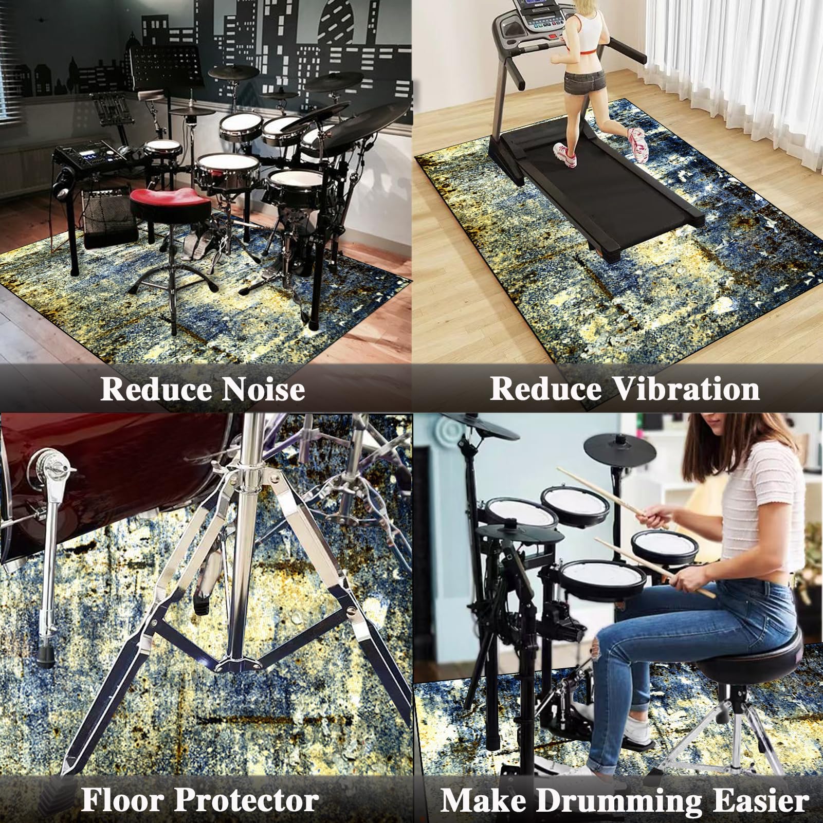 180 x 160 cm Schlagzeugteppich Drum Teppich, Elektrisches Schlagzeug Teppich Teppiche, rutschfeste Trommel Teppiche, Professioneller Schallschutzmatte, Antivibrationsmatte Drumteppich