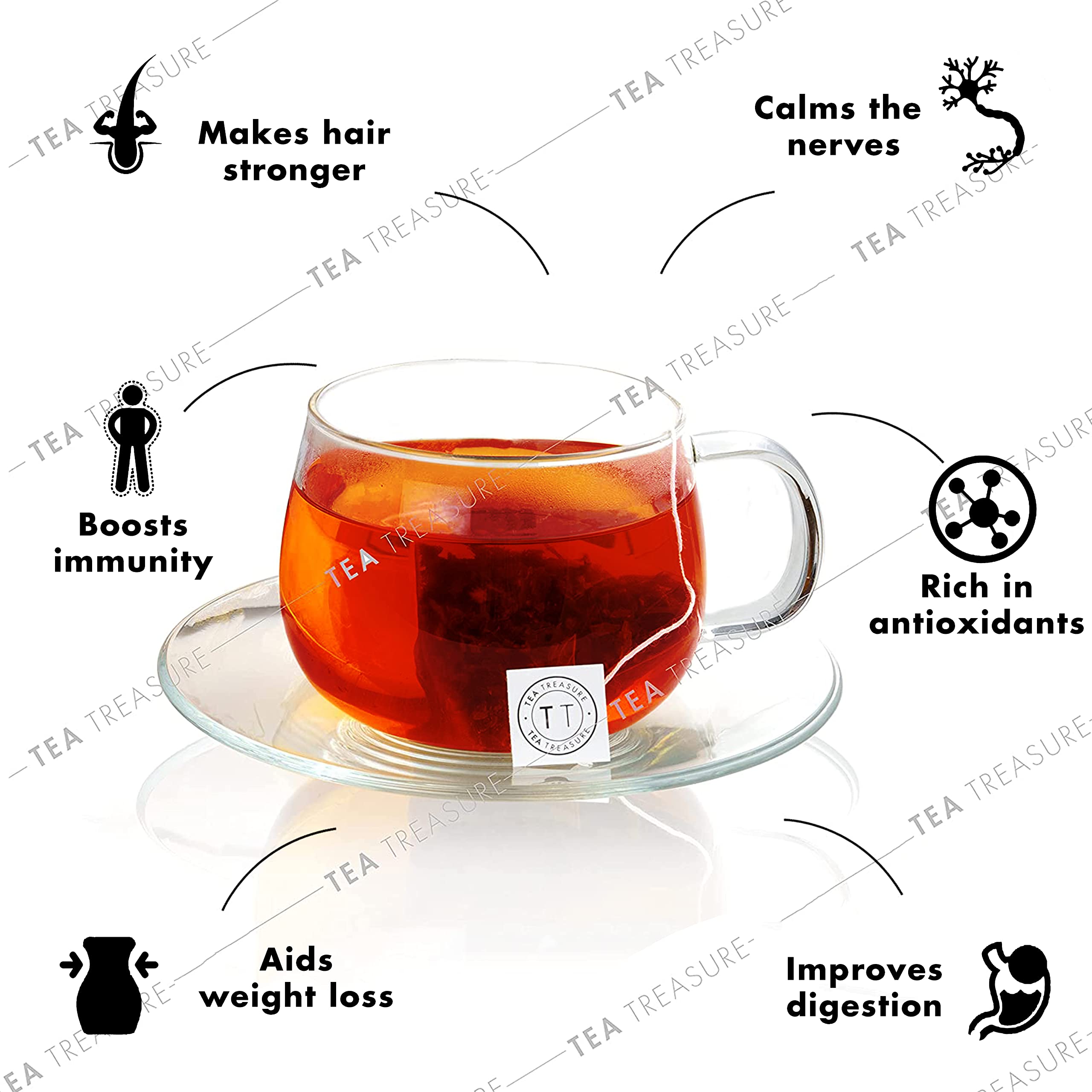 Tea Treasure Rooibos Tea - 25 Tea Bags | Pure Relief for Blood Sugar, Skin Health & Weight Management |Flower Based - Detox Tea - Boosts Immunity | Rich in Antioxidants | Aids Improves Digestion 1