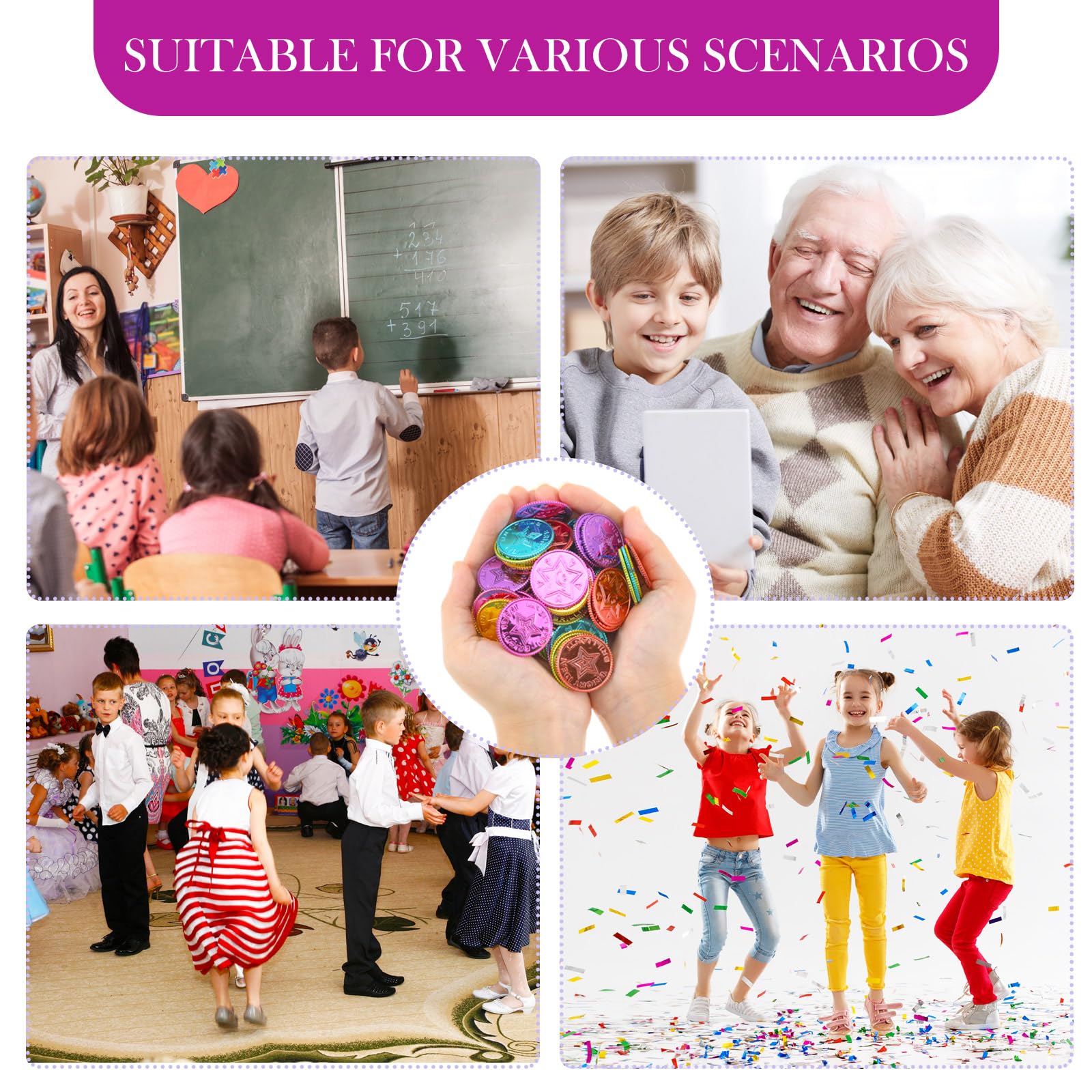 Tondiamo Lot de 240 jetons de récompense pour enfants en vrac - Idée lumineuse - Jetons en plastique coloré double face pour salle de classe, école, étudiant - Fournitures de fête