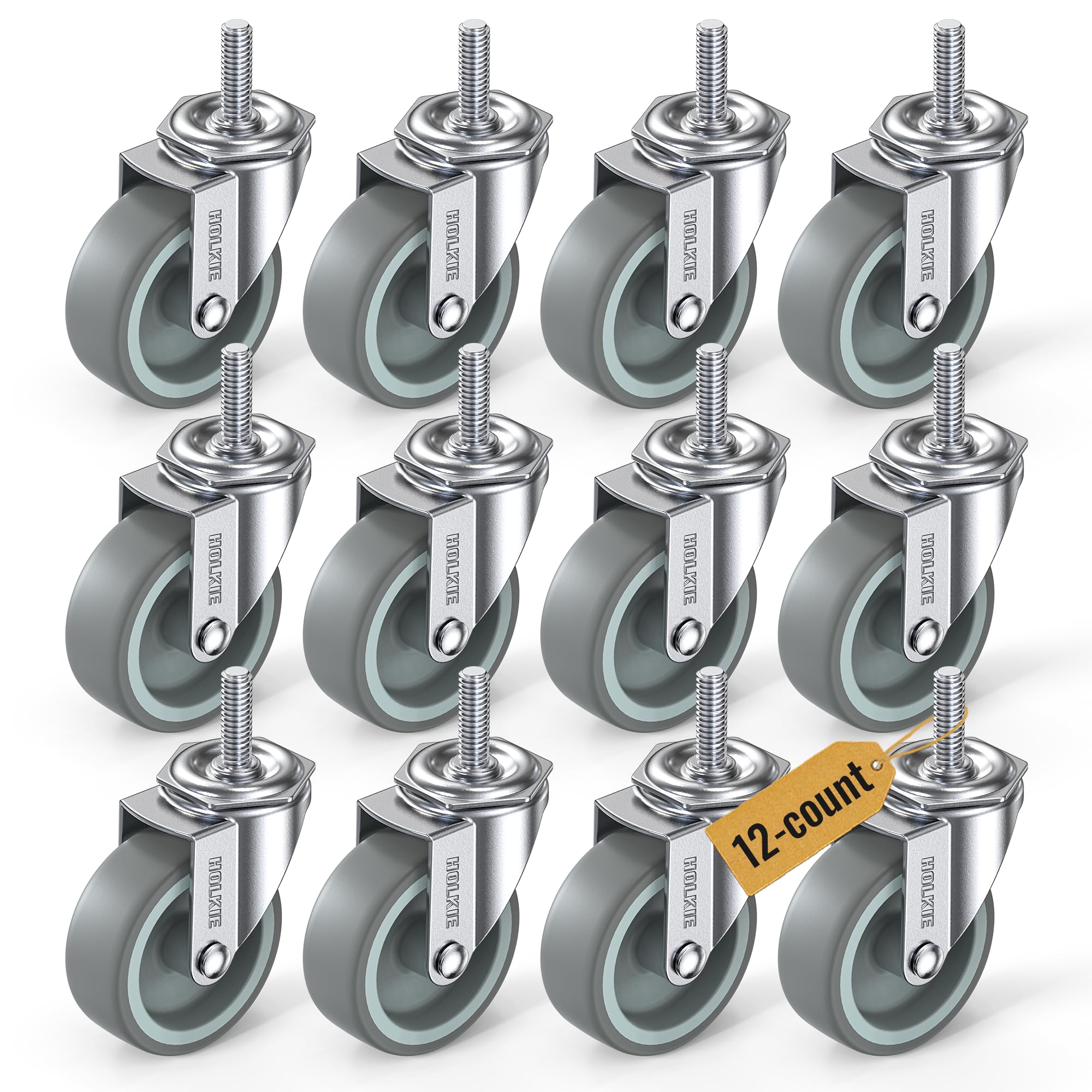 HOLKIE Stem Casters - Heavy Duty & Quiet Rolling -18 HOLKIE Stem Casters - Heavy Duty & Quiet Rolling -18