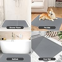 Vista 8 de Alfombrilla de ducha antideslizante: 35 x 24 pulgadas, extra grande para ducha interior, tapetes de ducha antideslizantes de PVC recortables, sin