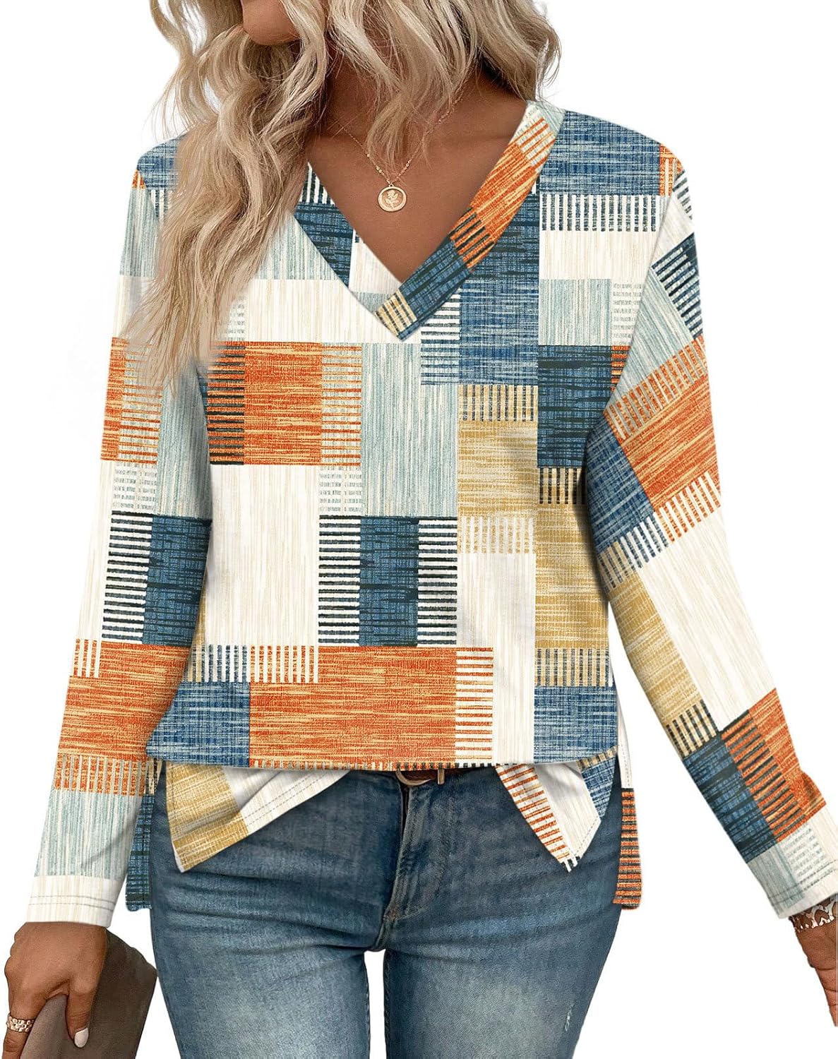 WIHOLL Long Sleeve Shirts for Women V Neck Casual Tops V Neck Fall Clothes 2025 Fashion WIHOLL Long Sleeve Shirts for Women V Neck Casual Tops V Neck Fall Clothes 2025 Fashion