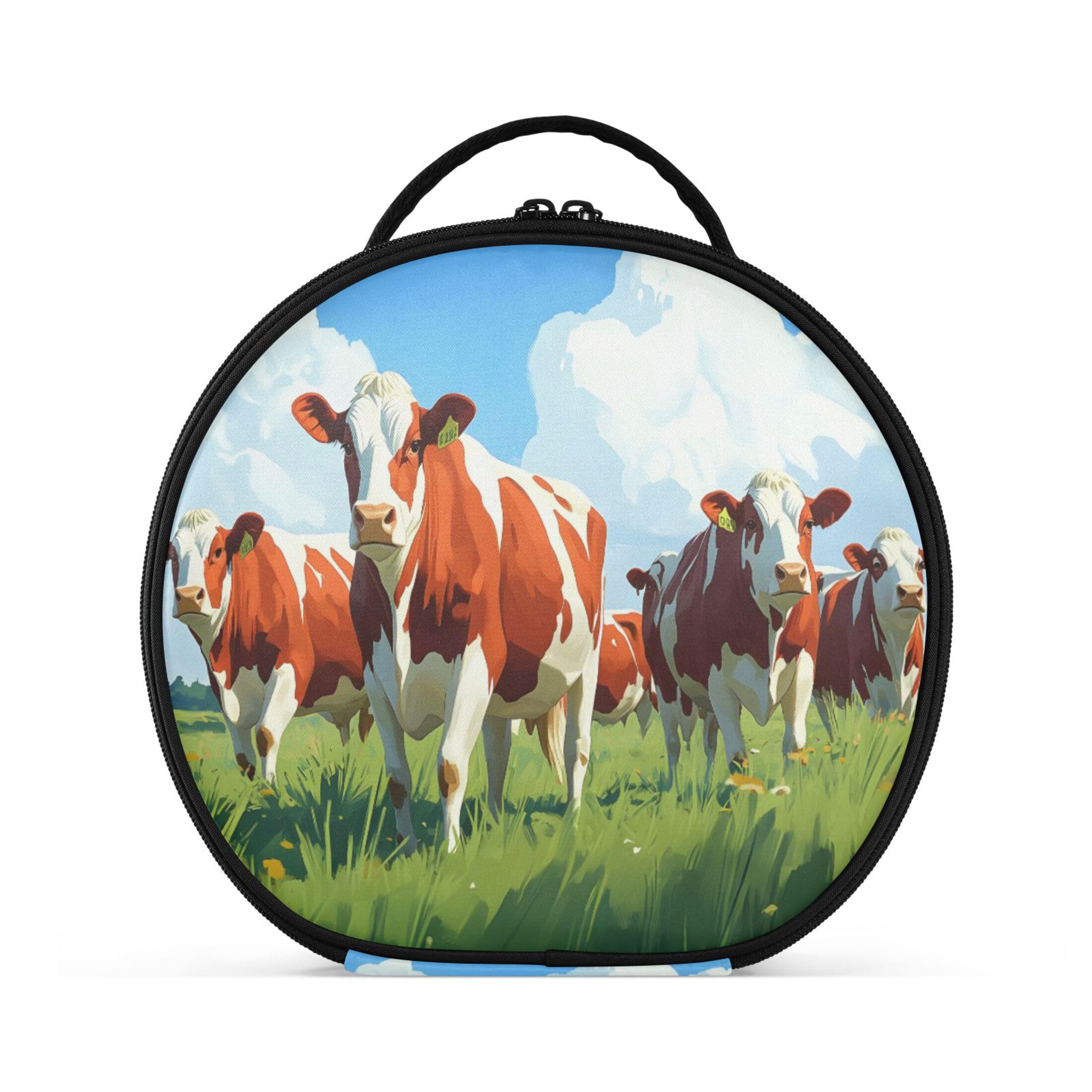 Takiito Cows in Pasture Travel Makeup Case Portable Makeup Box Artist Cosmetic Case Organizer With Adjustable Dividers