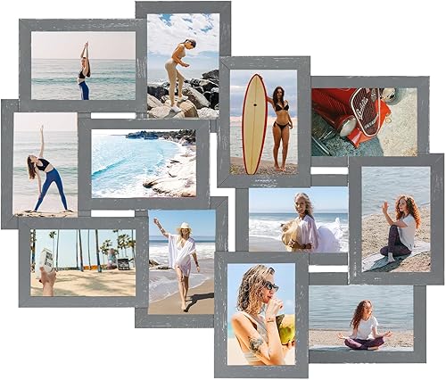 Jerry & Maggie Paquete de 12 marcos de fotos de collage, marco de fotos para decoración de pared de 4 x 6 pulgadas, 12 aperturas, marcos de fotos de