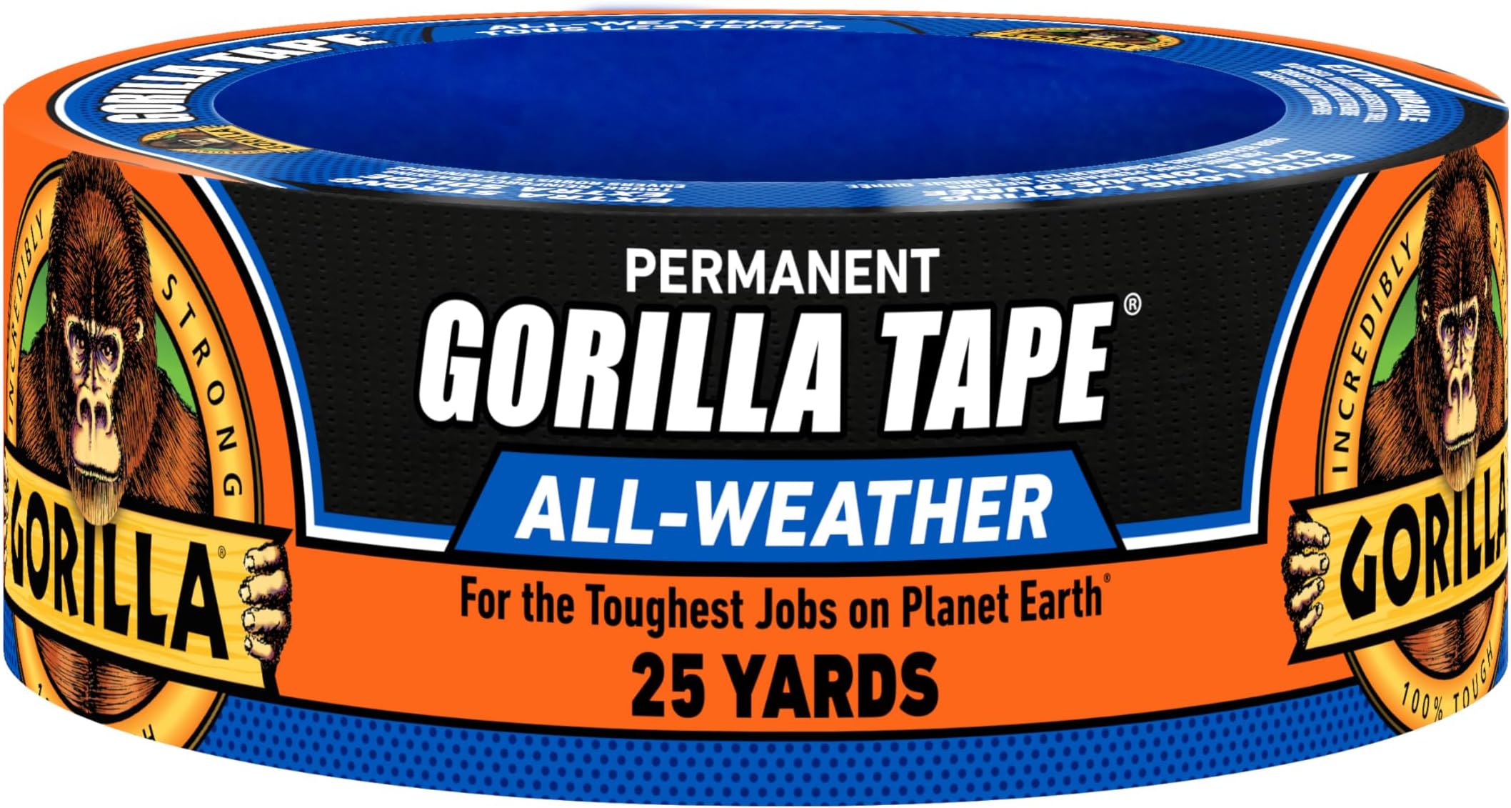 Gorilla All Weather Outdoor Waterproof Duct Tape, UV and Temperature Resistant, 1.88" x 25 yd, Black, (Pack of 1)