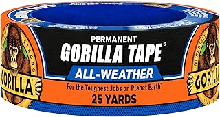 Gorilla All Weather Duct Tape, Black, 1.88" x 25 yd (Pack of 1) - UV and Temperature Resistant Waterproof Tape for Outdoor Repairs