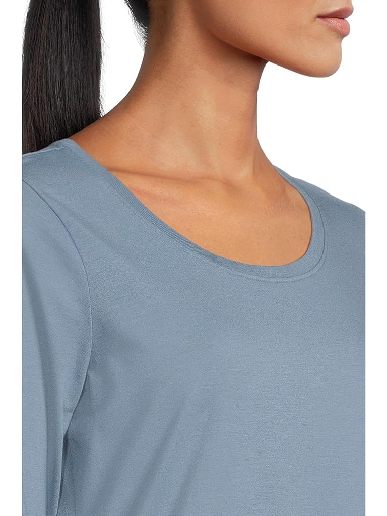 Blue L.L.Bean Soft Stretch Supima Tee Scoop Neck Long Sleeve