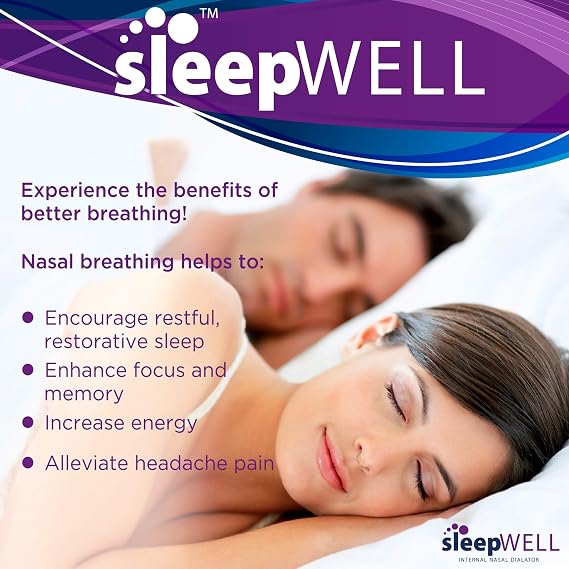 Sleepwell Sleep/Snore Internal Nasal Dilator for Snoring Relief, Congestion Relief, Restful Sleep, Restorative Sleep, Increase Airflow, Soft, Comfortable, Latex Free, Drug Free, Nasal Strips, 12Count