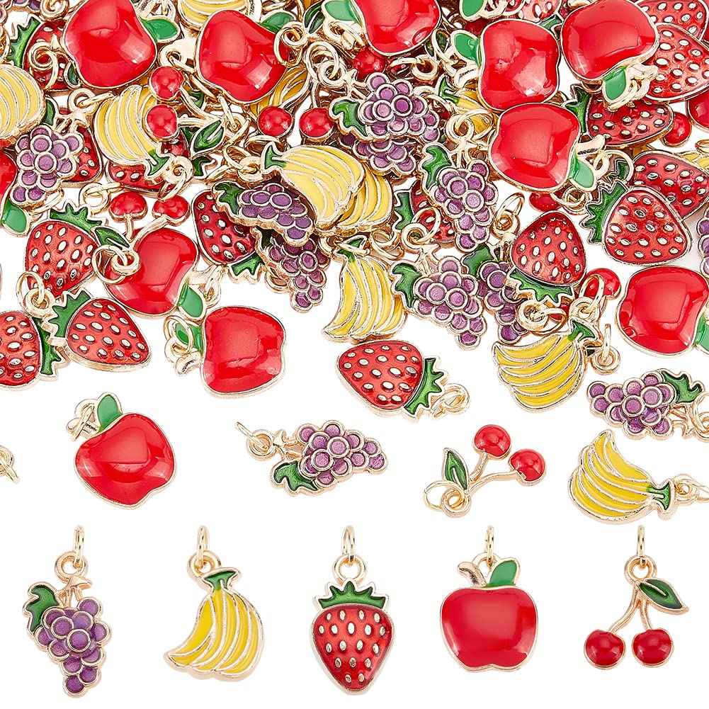 44 Obst-Charms Aus Metall - Erdbeeren, Zitronen & Mehr Für Schmuck DIY