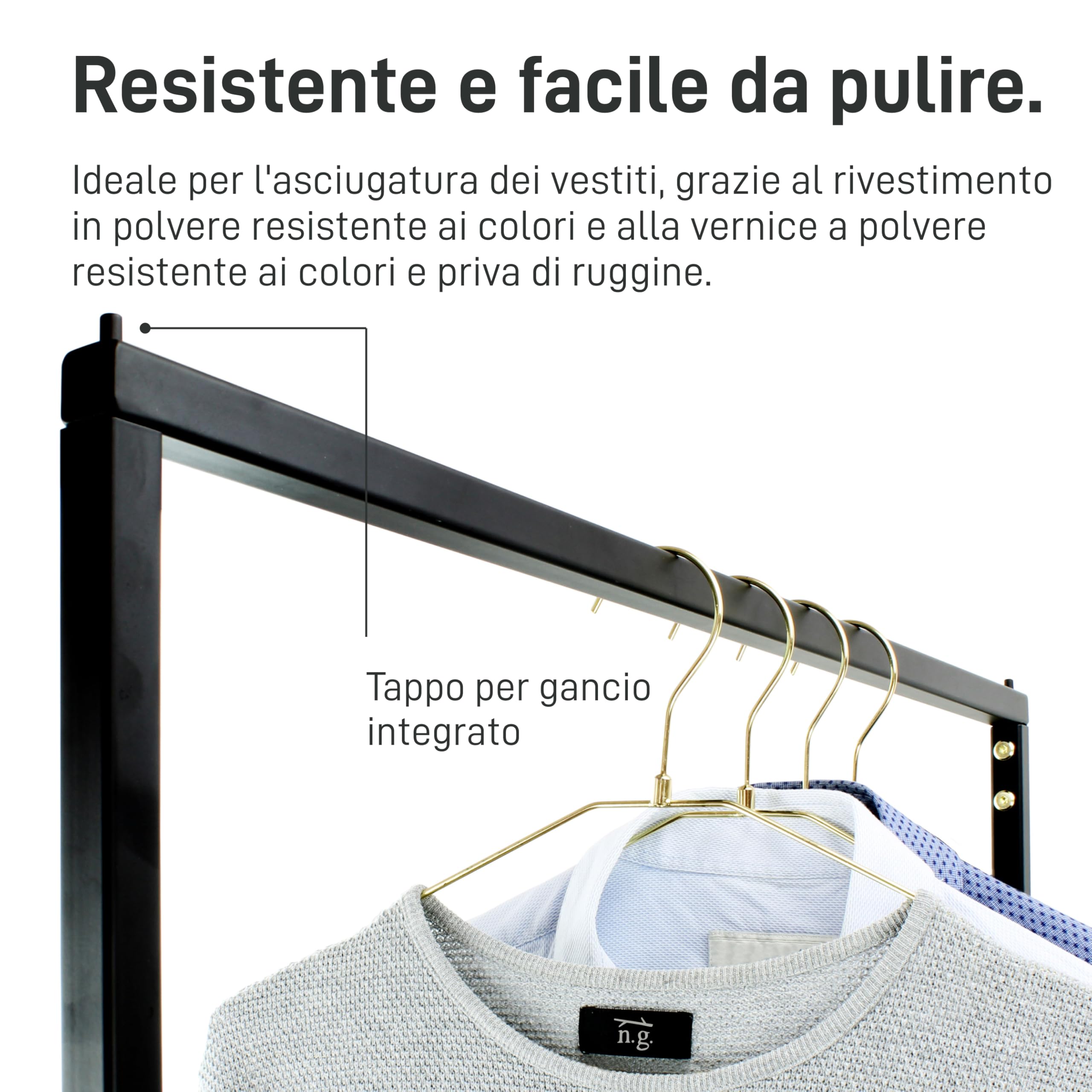Appendiabiti Rettangolare In Metallo Natural Goods Berlin | Design Minimalista 140x80 Cm Nero Fai Da Te