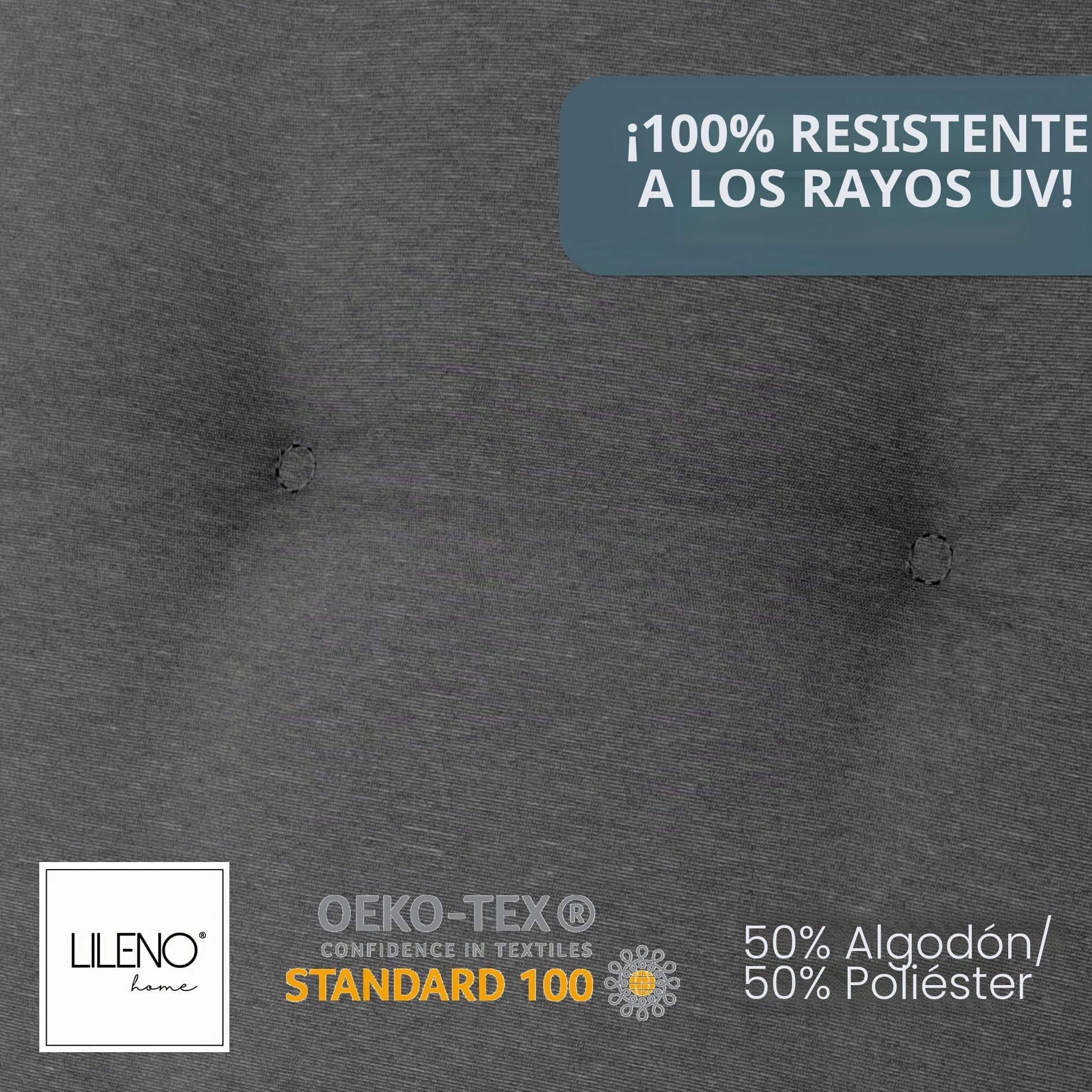 LILENO HOME Cojines para silla de jardín (2 unidades respaldo bajo) en color antracita liso (Tami) cómodas tumbonas como cojines para muebles de jardín Cojín para sillas de jardín y sillas plegables