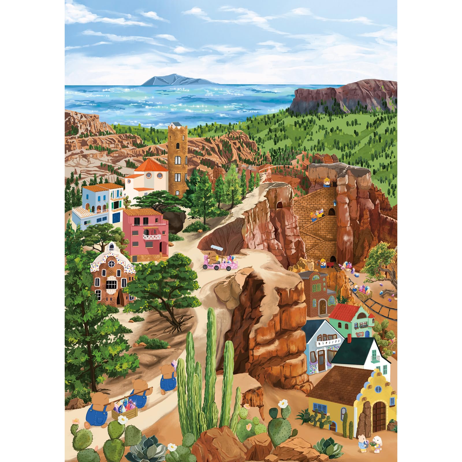 HUADADA Jigsaw Puzzles for Adults 1000,Whimsical Mining Town, Birthday Gifts for Women Man,Decorative Art Picture Puzzle — image 1