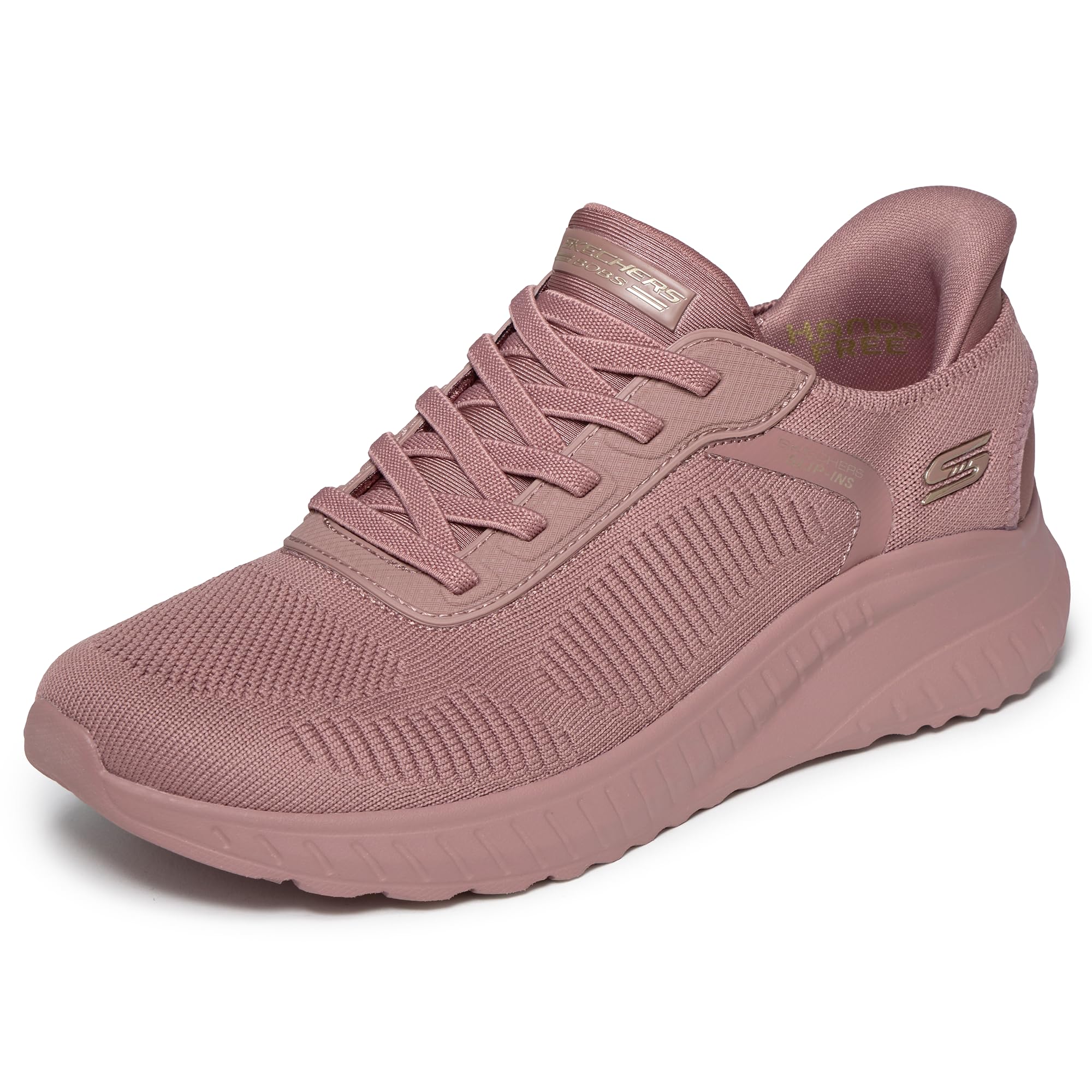 Skechers Women's Bobs Squad Chaos Current Muse Slip-On Sneakers, Rose Textile, 5.5 UK